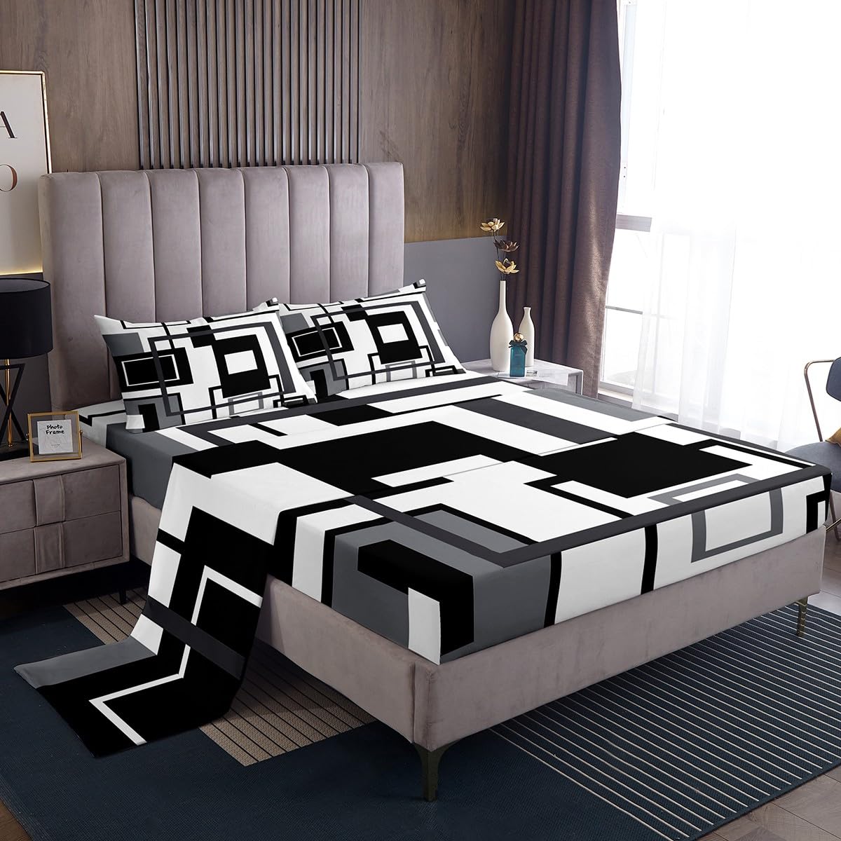 Karever Set Biancheria Letto A Righe Bianche E Nere – King Size Con 2 Federe, Microfibra Morbida