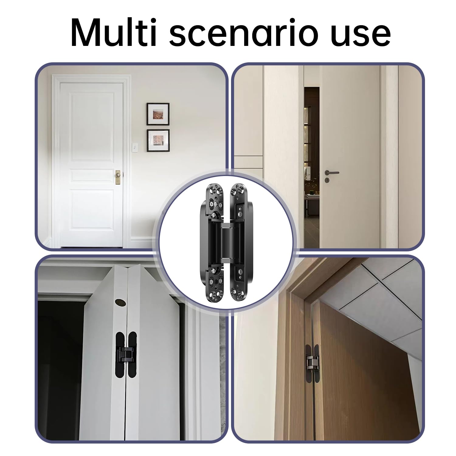 Bisagras ocultas de 6 pulgadas para puertas, bisagras ocultas, bisagras ocultas, aleación de zinc, bisagra oscilante de 180 grados, bisagra de puerta silenciosa ajustable de 3 vías, 6 x 2.5