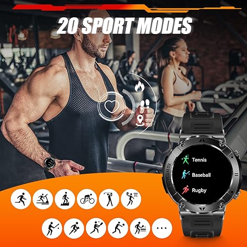 Miniatura 6 de EIGIIS Relojes inteligentes militares para hombres 1.96 pulgadas HD pantalla grande resistente reloj inteligente + 1.32 pulgadas HD resistente