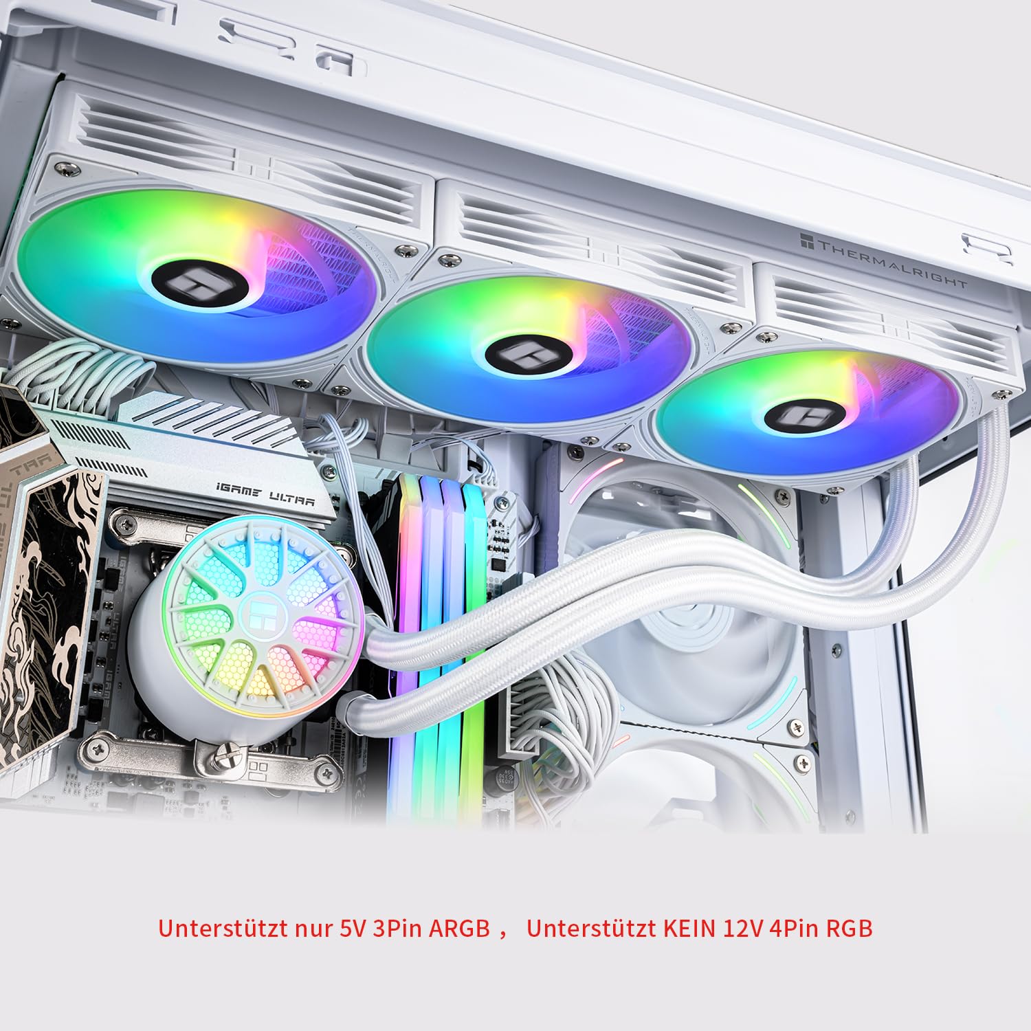 Thermalright AQUA ELITE 360 V6 ARGB White CPU, 360 dimensioni delle file di raffreddamento, 3 radiatori d'acqua da 120 mm, AM4/AM5, Intel LGA115X/1200/1700/1851 AIO