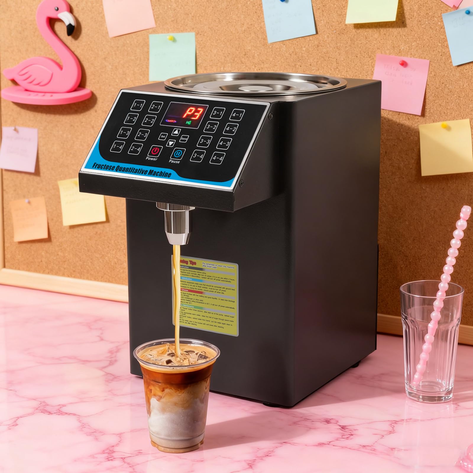 Machine quantitative de fructose, 450 W, 7,5 l, distributeur de sirop avec quantité de sirop réglable, machine quantitative automatique pour le thé, le lait, les boissons gazeuses