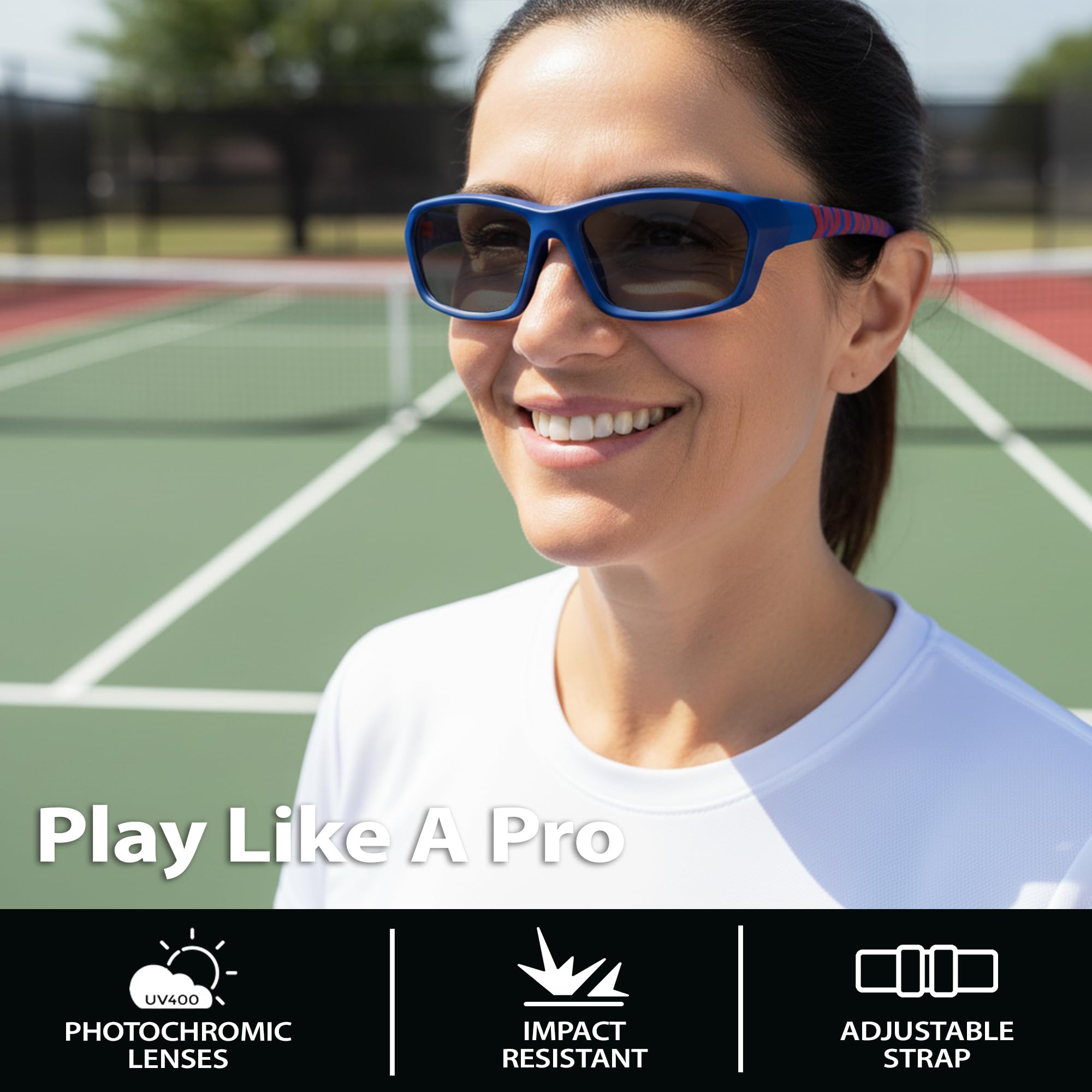 BLUE CUT Sportowe okulary ochronne, fotochromowe soczewki przeciwmgielne, okulary ochronne do koszykówki, pickleball i sportów na świeżym powietrzu