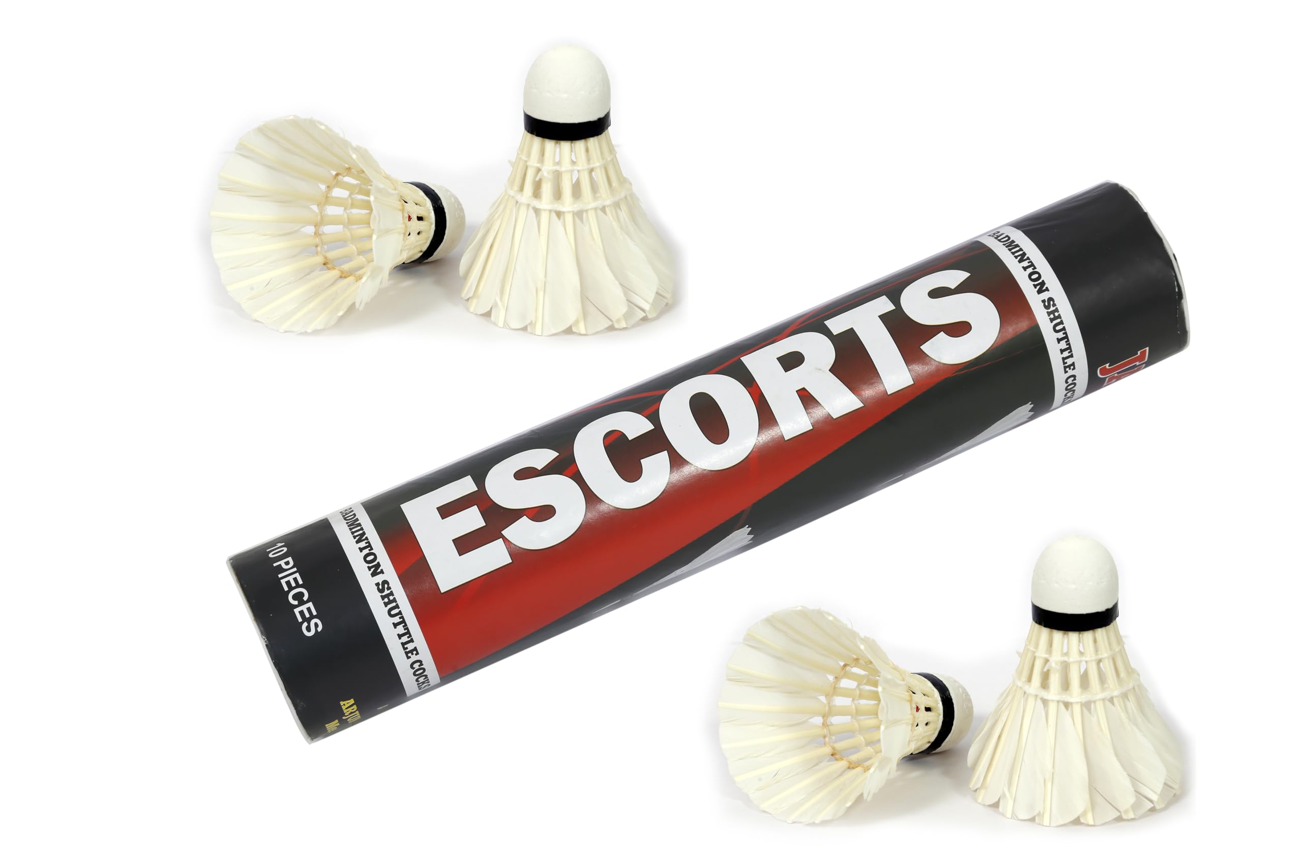 AEM™ ESCORTS Badminton Shuttlecock Straight Feather ||Pack of 10||