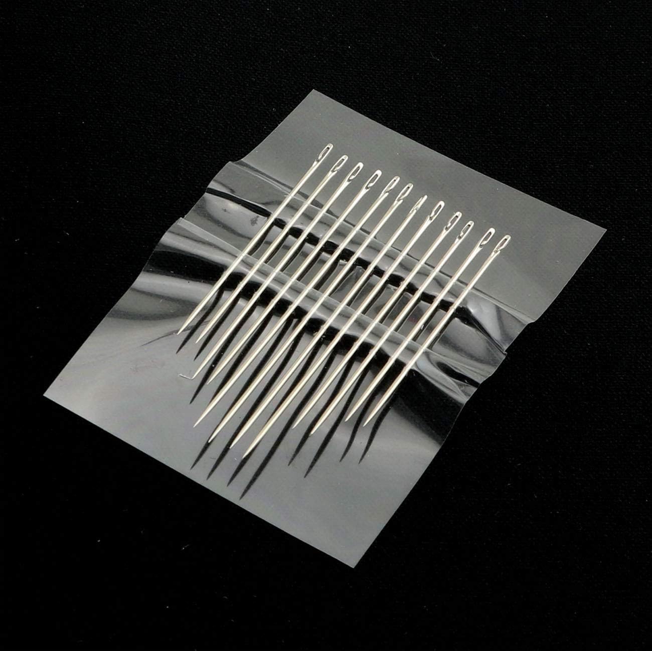 PZRT 12-Pack Blind Needles Assorted Self-Threading Easy to Go Through from Side Hand Sewing Embroidery Tool DIY Needlework Lengthen Type