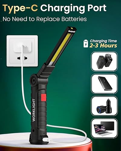 Vista 16 de Coquimbo Herramientas de regalo para hombres, papá, marido, luz LED recargable, accesorios para parrilla, linterna magnética con gancho para colgar