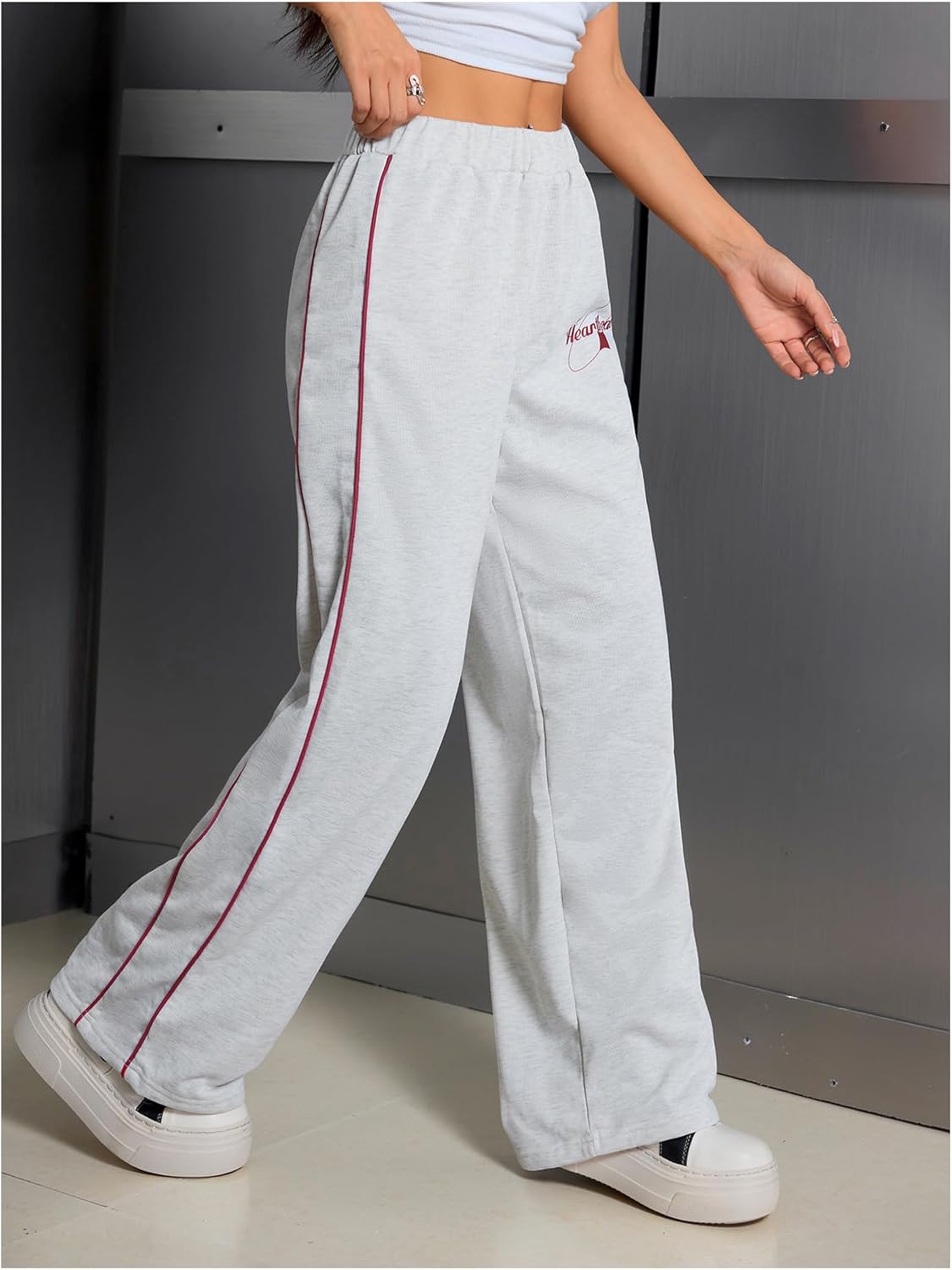 SHENHE Women's Wide Leg Sweatpants Casual Open Bottom Elastic Waist Loose Lounge Athletic Pants Trousers - Image 4