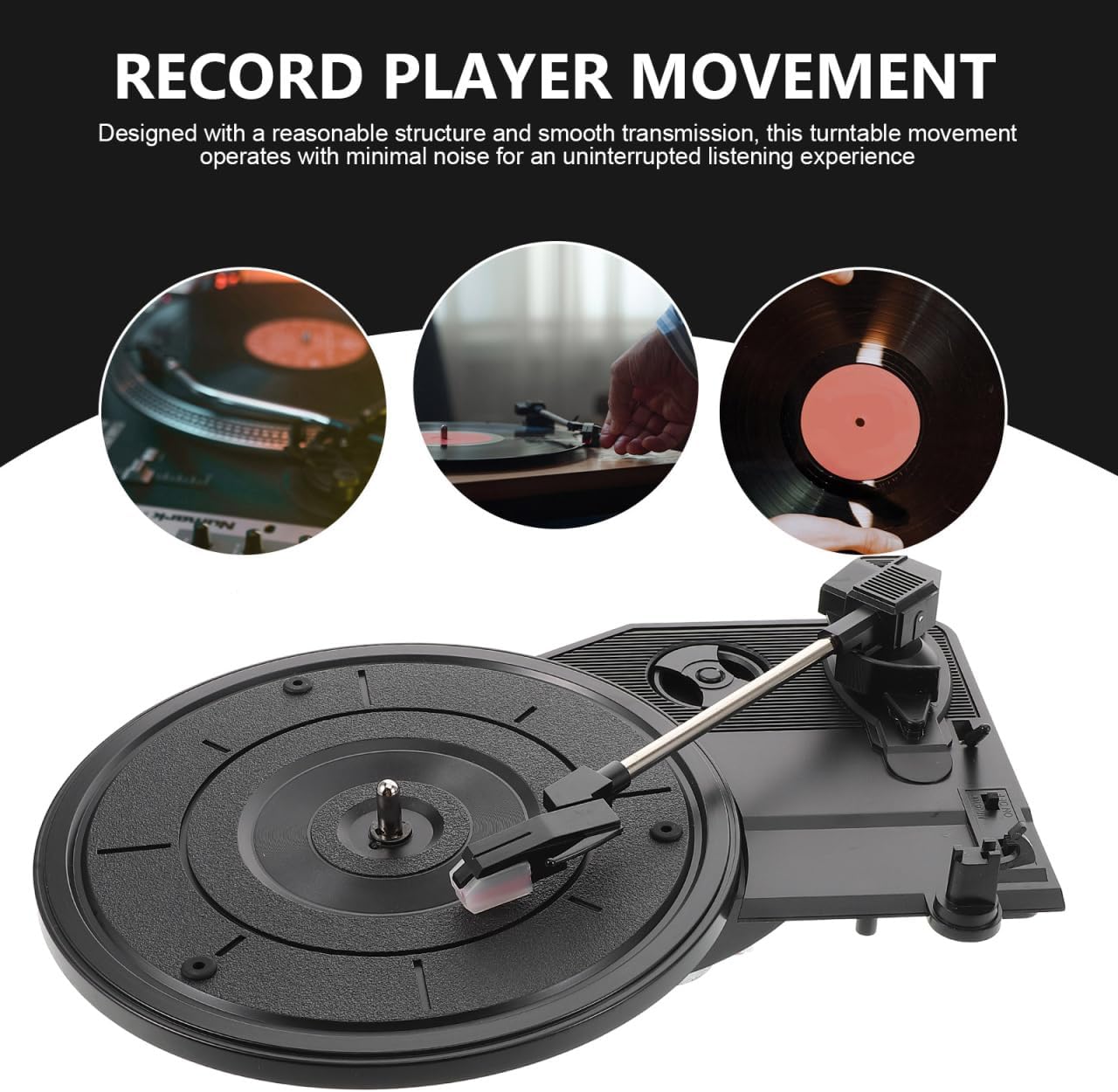 Toddmomy Retro Vinyl Record Player Movement Turntable Stylus Elegant Phonograph Design for Music Lovers Low Noise Playback for Home Decor and Collectors