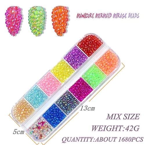 Miniatura 7 de BELICEY Kit de diamantes de imitación para arte de uñas, 1680 piezas de diamantes de imitación mágicos de tamaño mixto, cuentas para decoración de
