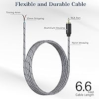 Vista 4 de Adaptador de cable RCA a altavoz, paquete de 2 unidades de 6.6 pies, conector macho de enchufe, mejora la transmisión de sonido, cable de reparación