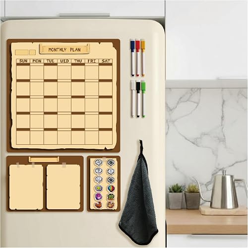 JOODAY Fridge Calendar Monthly Planner and Weekly Whiteboard Set(3-Pack); Dry Er