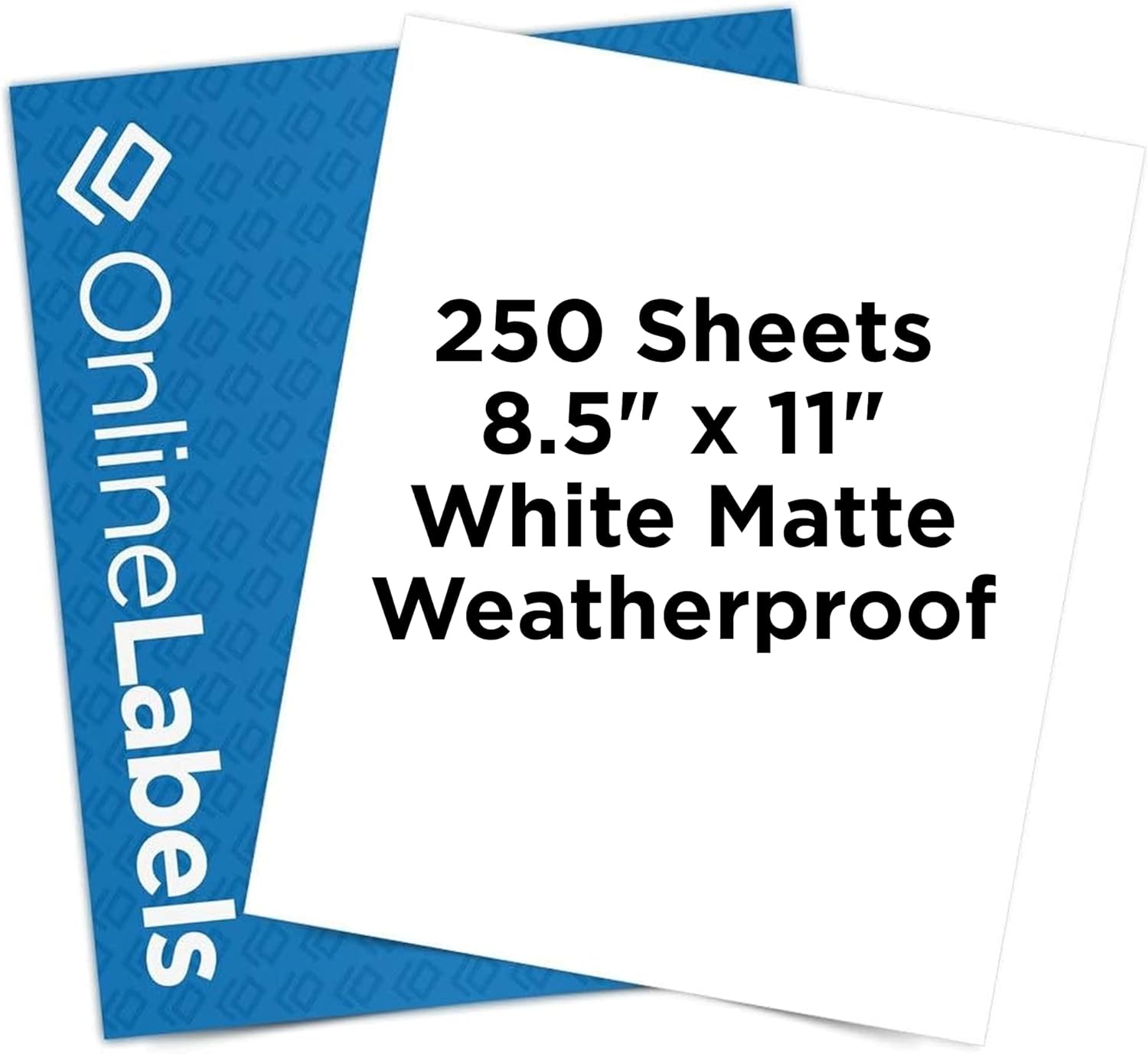 Waterproof Sticker Paper, 250 Sheets, White Matte Vinyl-Like, 8.5" x 11" Full Sheet Label, Works with Inkjet Printers Only, Compatible with Electronic Cutting Machines, OL177WJ, OnlineLabels