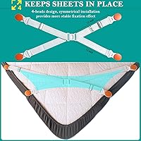 Vista 6 de Bed Sheet Straps, 4 PCS/16 Clips Fitted Sheet Straps, Adjustable Elastic Suspenders Gripper Sheet Holders Keep Sheets Firm & Tight, Easy-to-Install
