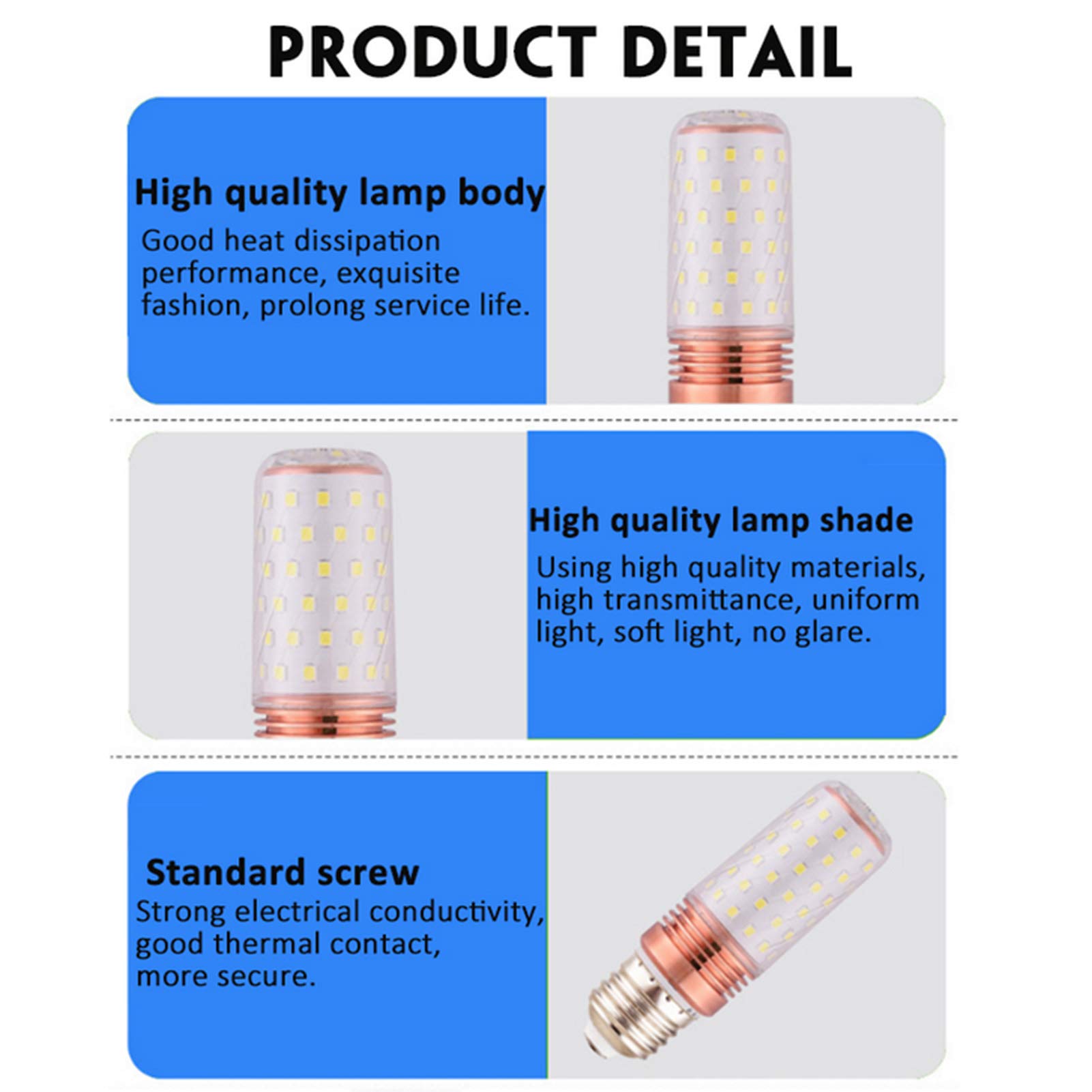 Lampadine LED a mais 16 W Confezione 10 2835 SMD 1440LM Lampadina illuminazione decorativa, Lampada a incandescenza equivalente a 160 W, illuminazione domestica, Non dimmerabile, Bianco caldo