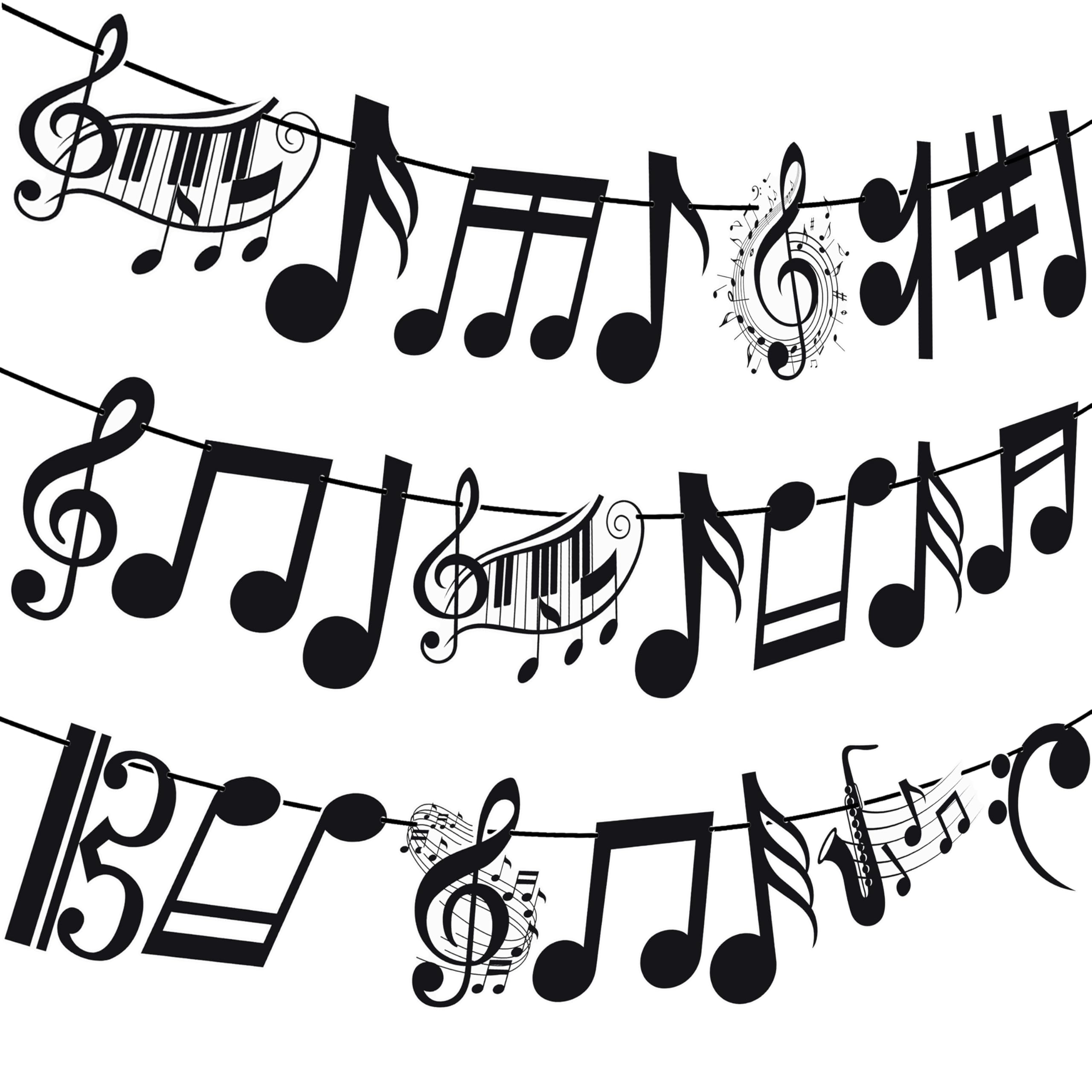 Photo 1 of Music Note Birthday Party Banner Musical Party Music Banner Carboad Cutout Decorations for Music Concert Themed Baby Shower Party Supplies