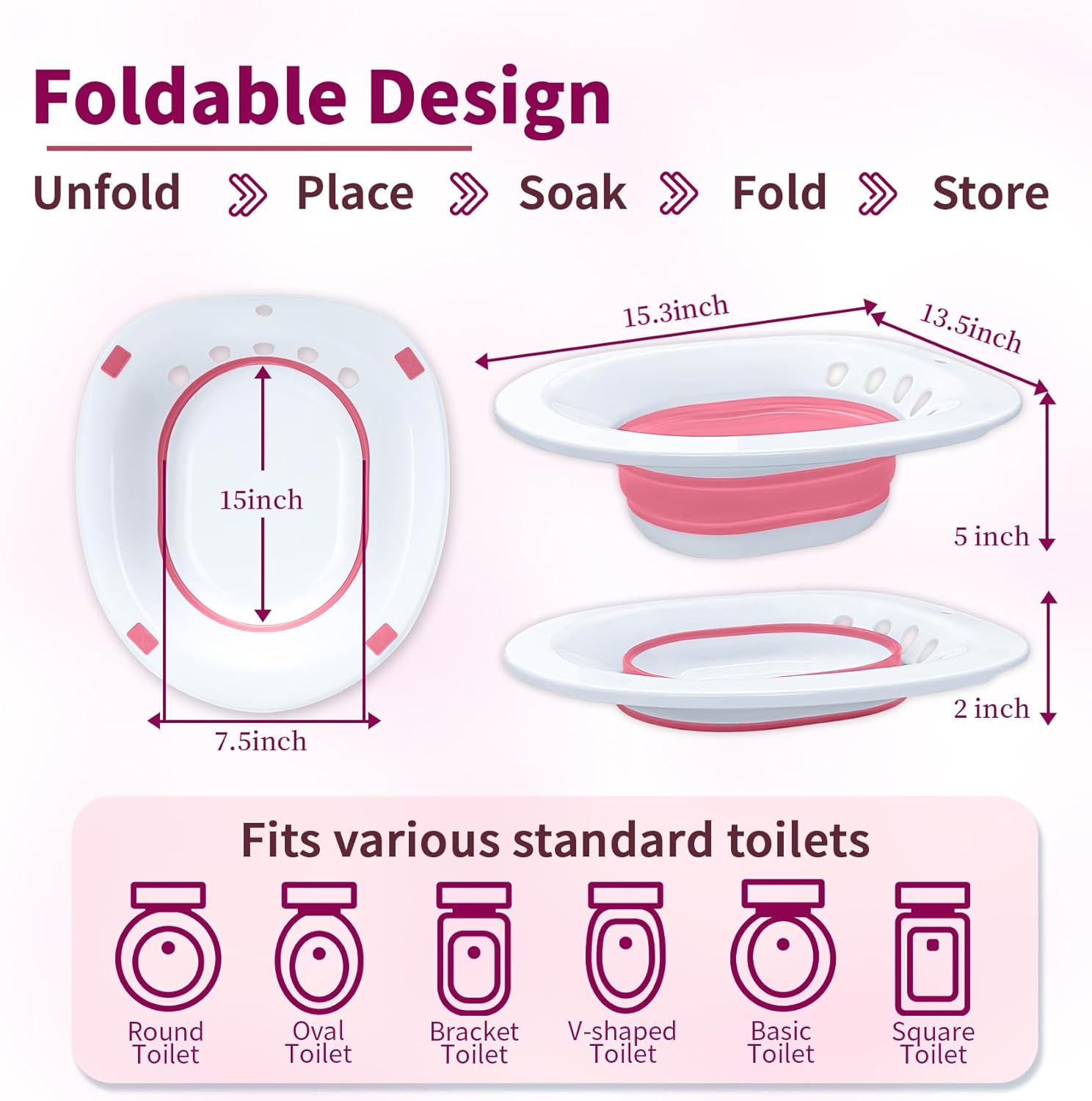 Msiori Electric Sitz Bath for Toilet Seat, for Hemorrhoids and Postpartum Care - Yoni Steam Seat - Perineal Soaking and V Steaming - Collapsible Storage - Use with Soak