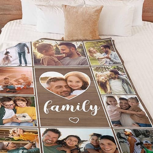 Miniatura 2 de Manta personalizada con foto y texto, hecha en Estados Unidos, manta personalizada para regalo de cumpleaños familiar