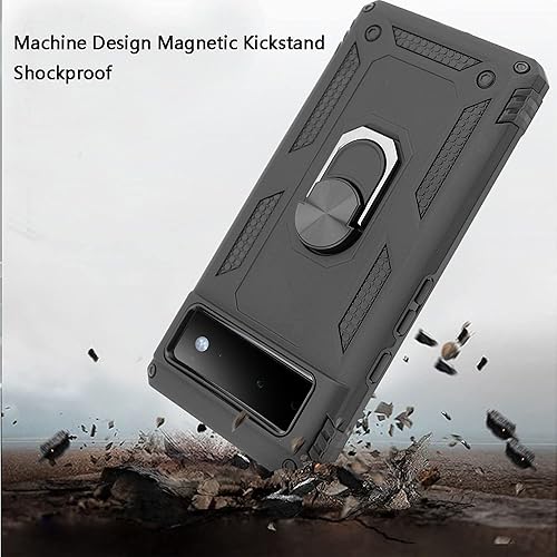 Miniatura 4 de Funda compatible con Google Pixel 6, funda para Google Pixel6, soporte magnético de anillo para dedo, soporte de grado militar, funda para teléfono