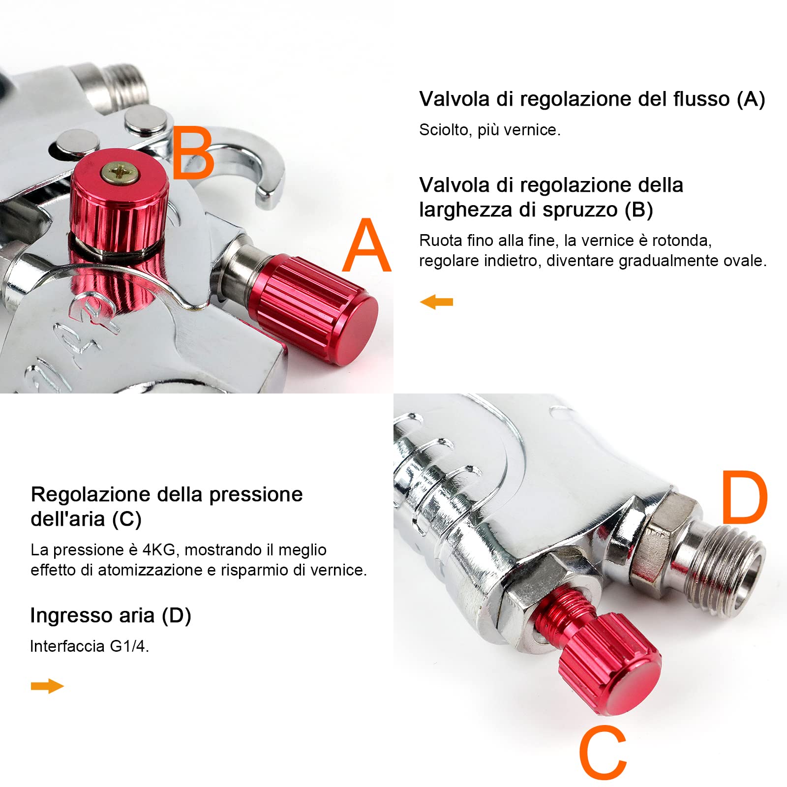 Vanwoke HVLP Pistola a spruzzo ad alta atomizzazione Pistola a spruzzo per riparazioni di piccoli mobili per auto con regolatore di pressione dell'aria Serbatoio vernice da 600 cc e 3 ugelli