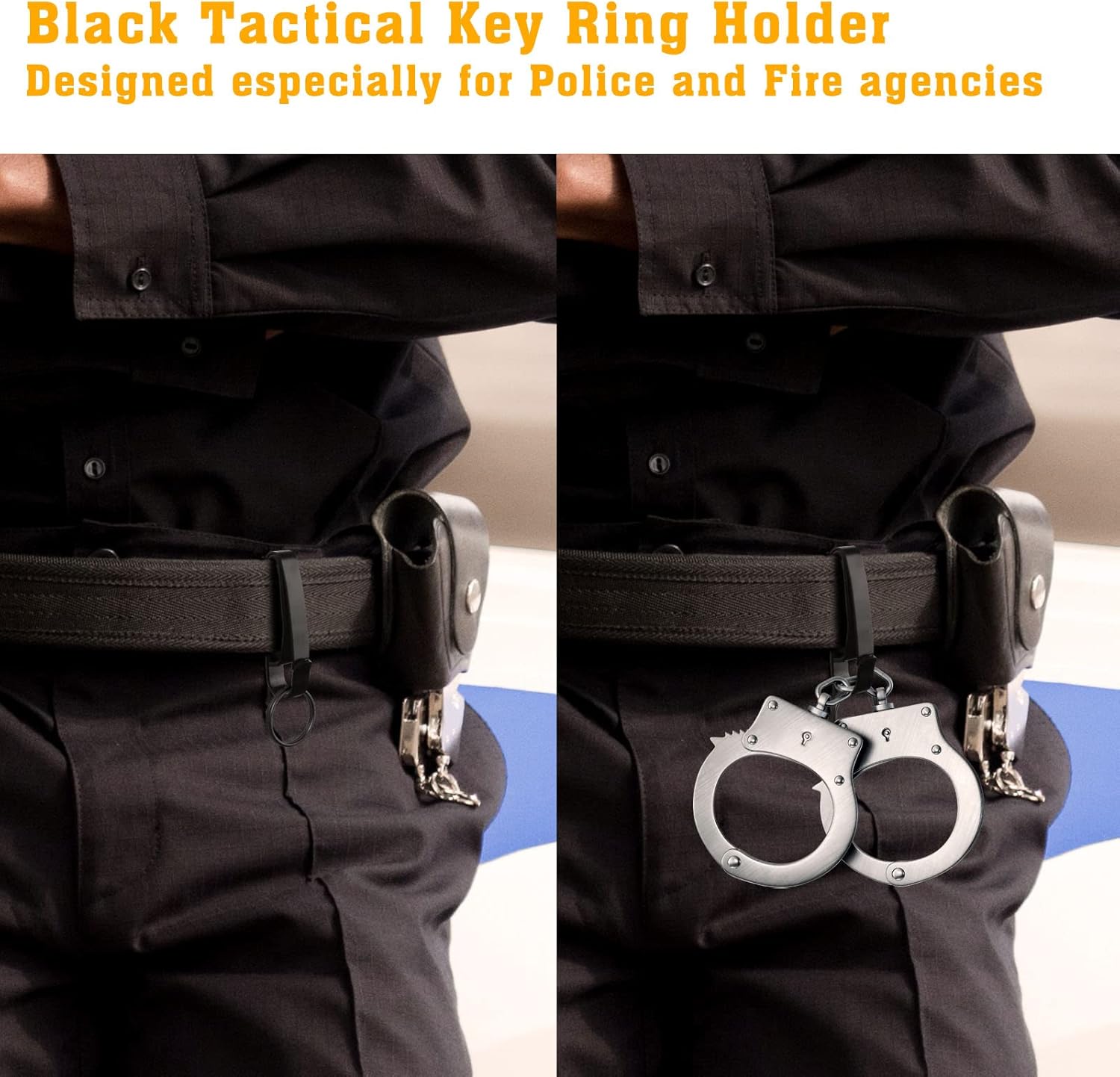 Tactical Stealth Key Ring Holder Special for Police and Fire Agencies Duty Belt, Double Side Quick Release Key Holder with Detachable Keyring (2.25-Inch Max)- 2 PACK - Image 4