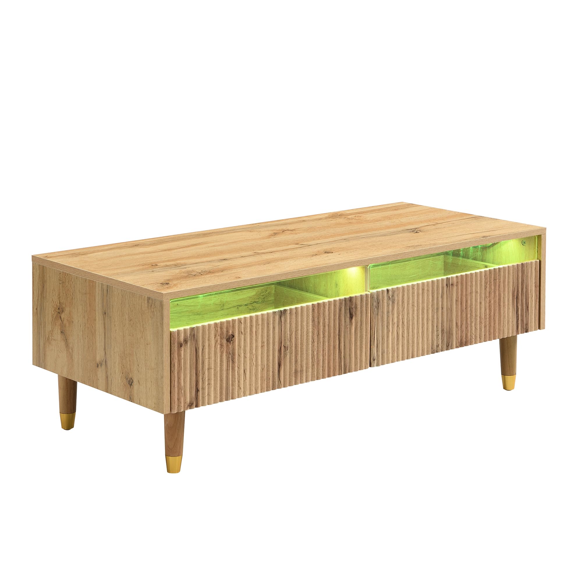 Ensemble de meubles LED Merax pour salon, meuble TV 178x35x45cm, avec 4 portes, table basse 110x50x40cm, avec 2 tiroirs, façade en acrylique, éclairage LED avec télécommande, grand espace de rangement