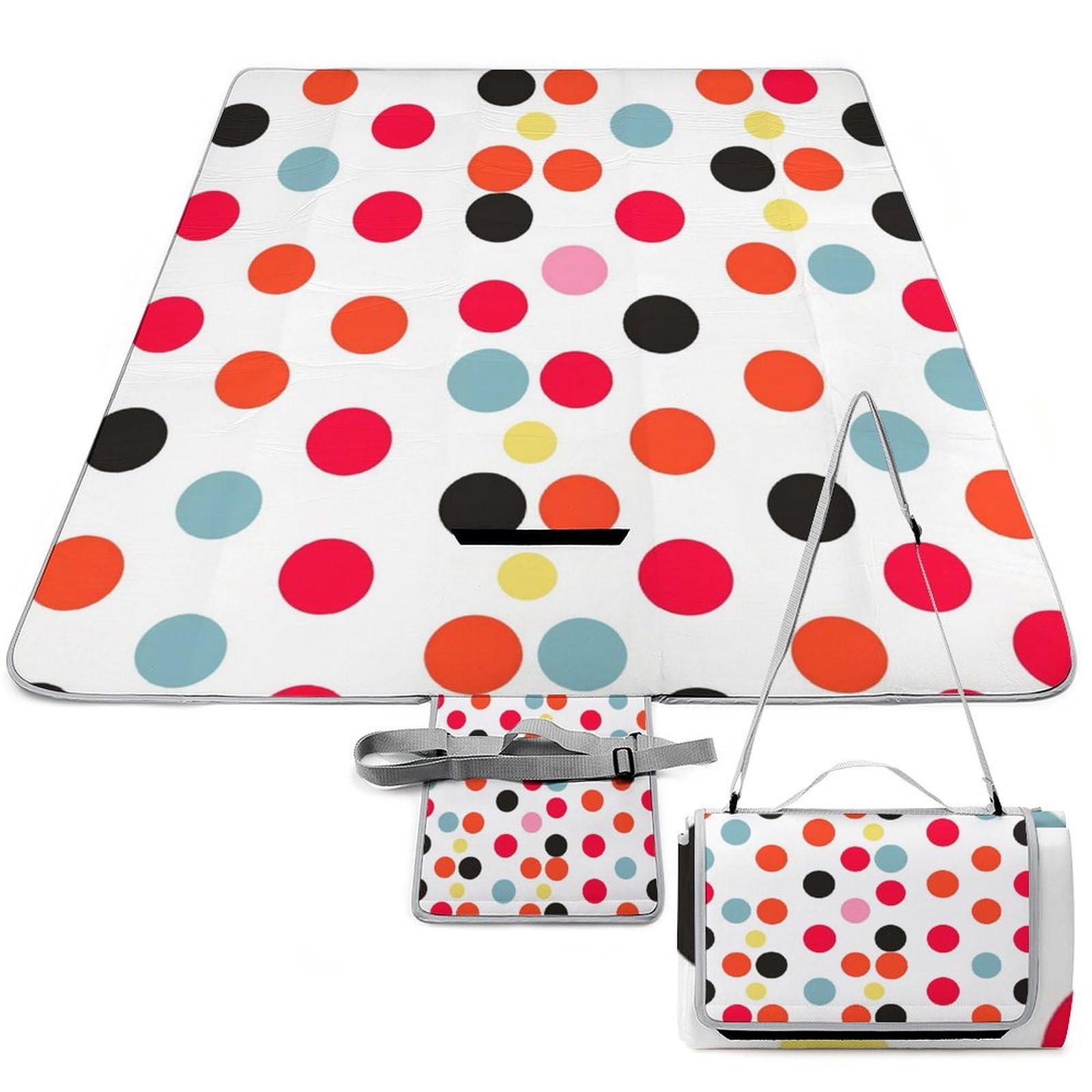 Coperta da picnic da spiaggia, coperta da picnic con stampa a pois, impermeabile, pieghevole, extra large, tappetino quadrato da picnic, per escursioni, viaggi, campeggio all'aperto, parchi