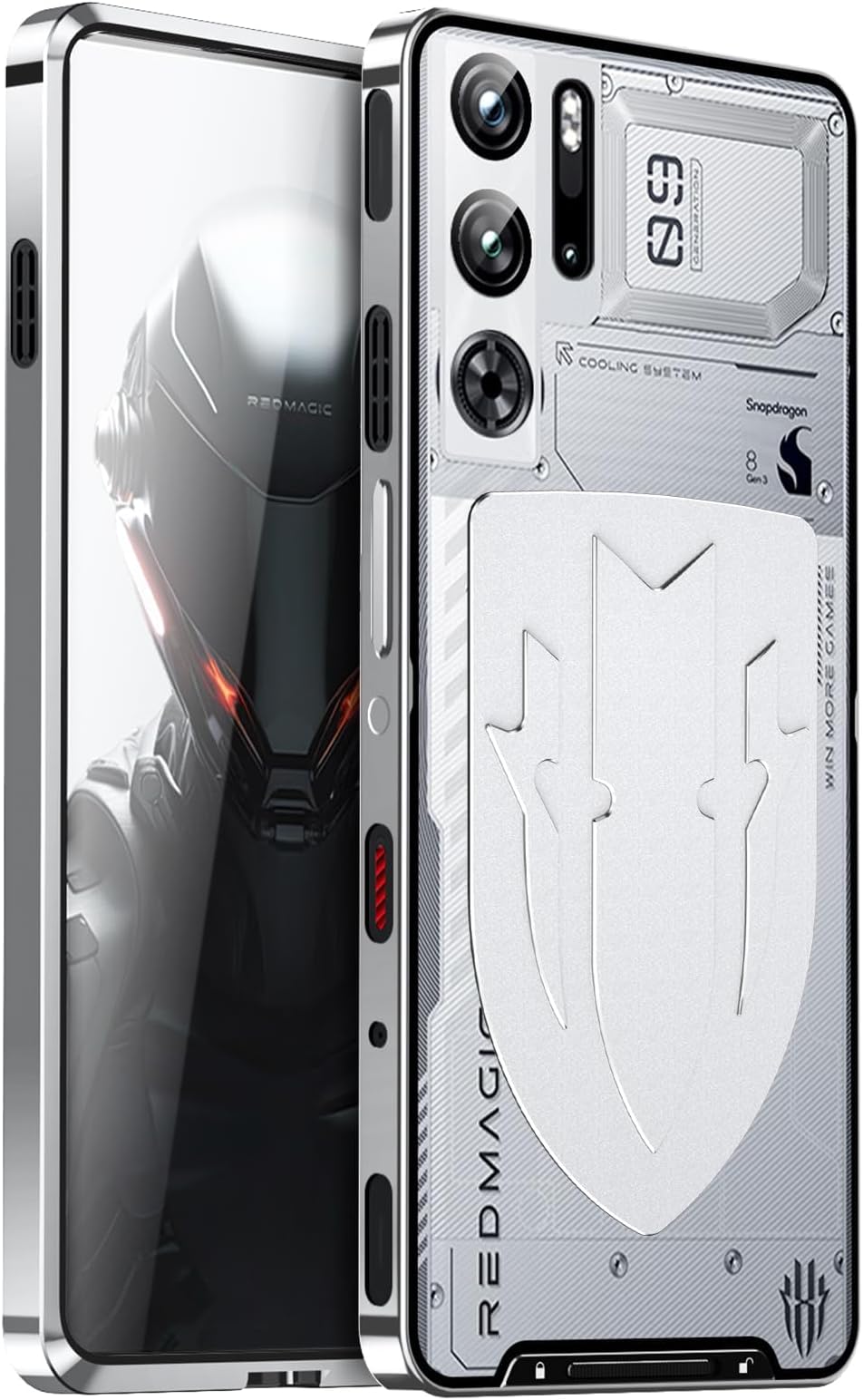 TERRIFI Case for ZTE Nubia Red Magic 9 Pro/Pro+ - Luxury Premium Metal Aluminum Alloy Shockproof Bumper Frame with Hard Plastic Back Cover - Silver