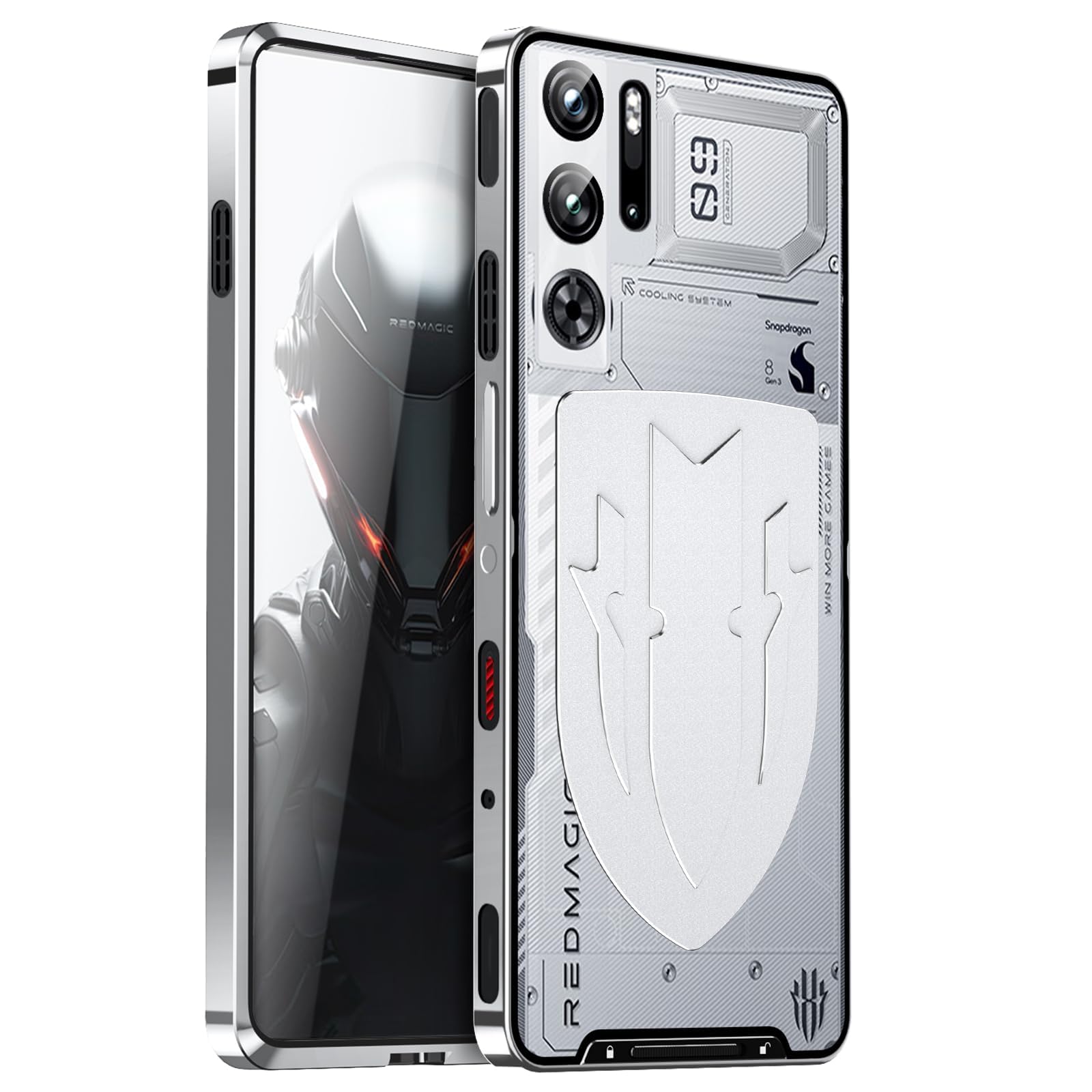 Case for ZTE Nubia Red Magic 9 Pro/Pro+ - Luxury Premium Metal Aluminum Alloy Shockproof Bumper Frame with Hard Plastic Back Cover - Silver