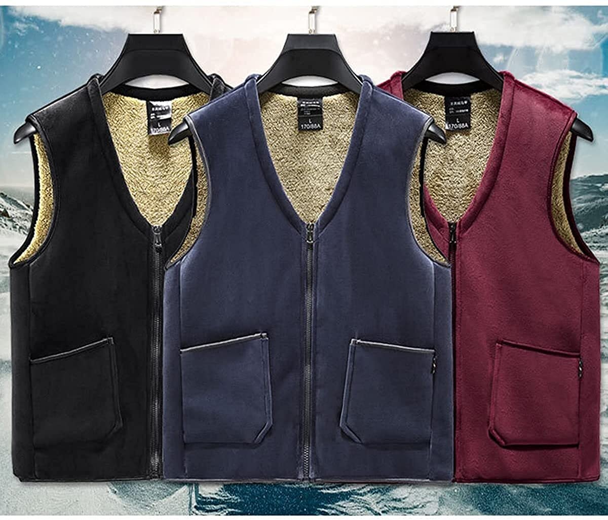 フリース Vネック ノースリーブ ベスト Amazon.co.jp: ベスト メンズカジュアルキルティングプラジッパーV