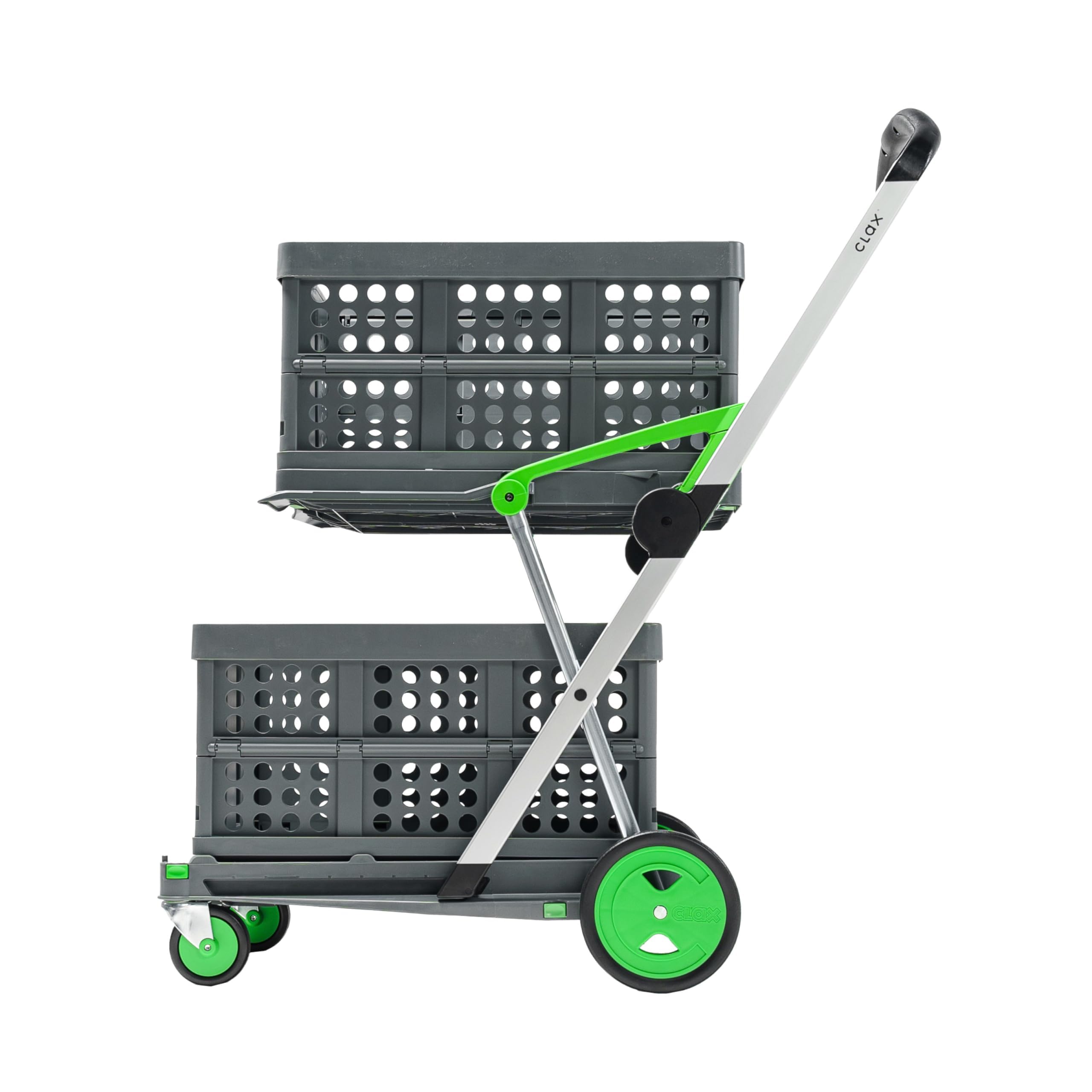 CLAX® Der Innovative Einkaufstrolley | Einkaufswagen | Lagerwagen | mit 2 Faltboxen | grün