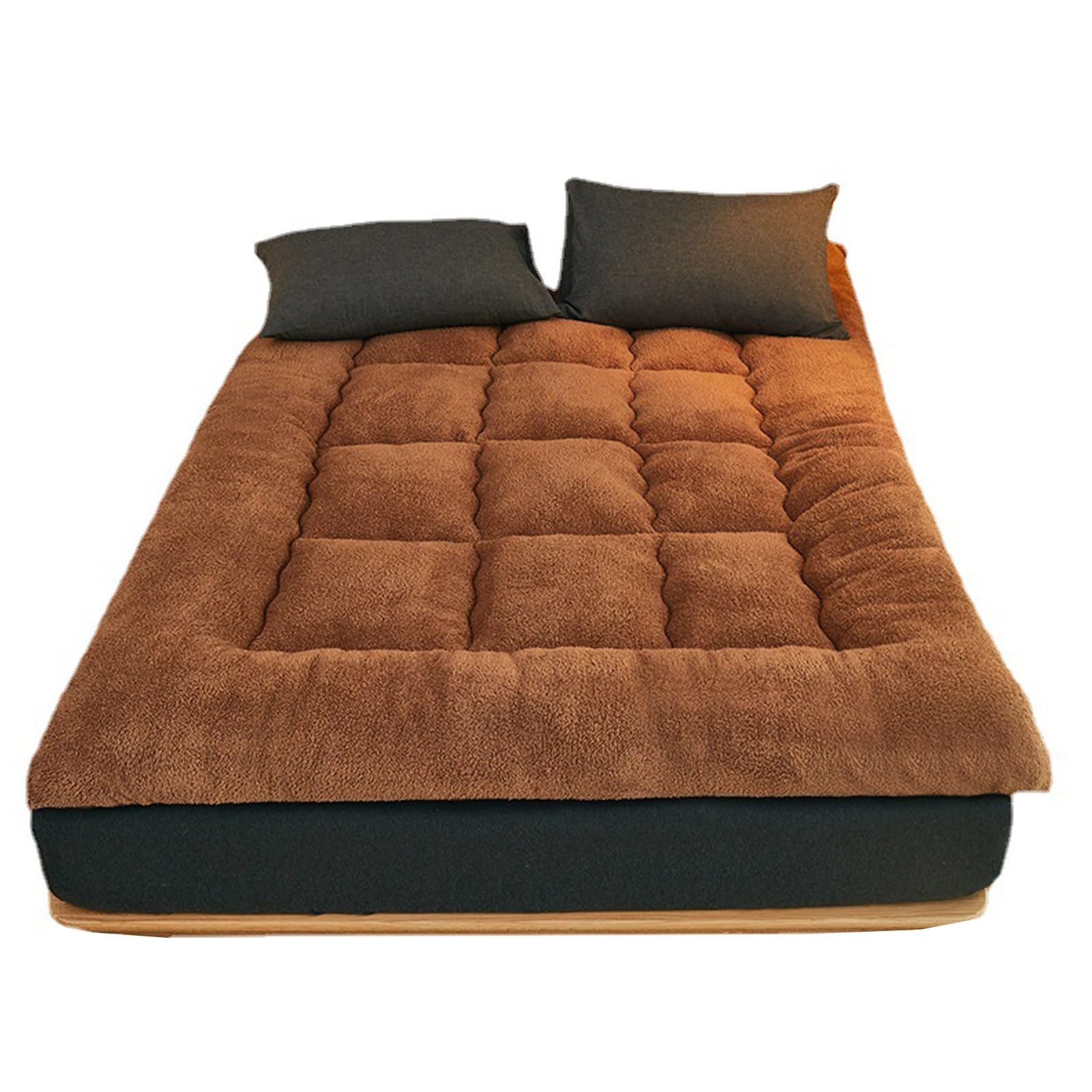 Japanese Futon Mattress Topper - Foldable Tatami Mat Sleeping Bed Pad Floor Mattress for Guests, Dormitories, Camping, Sofas & Loungers(Brown,180x200cm)