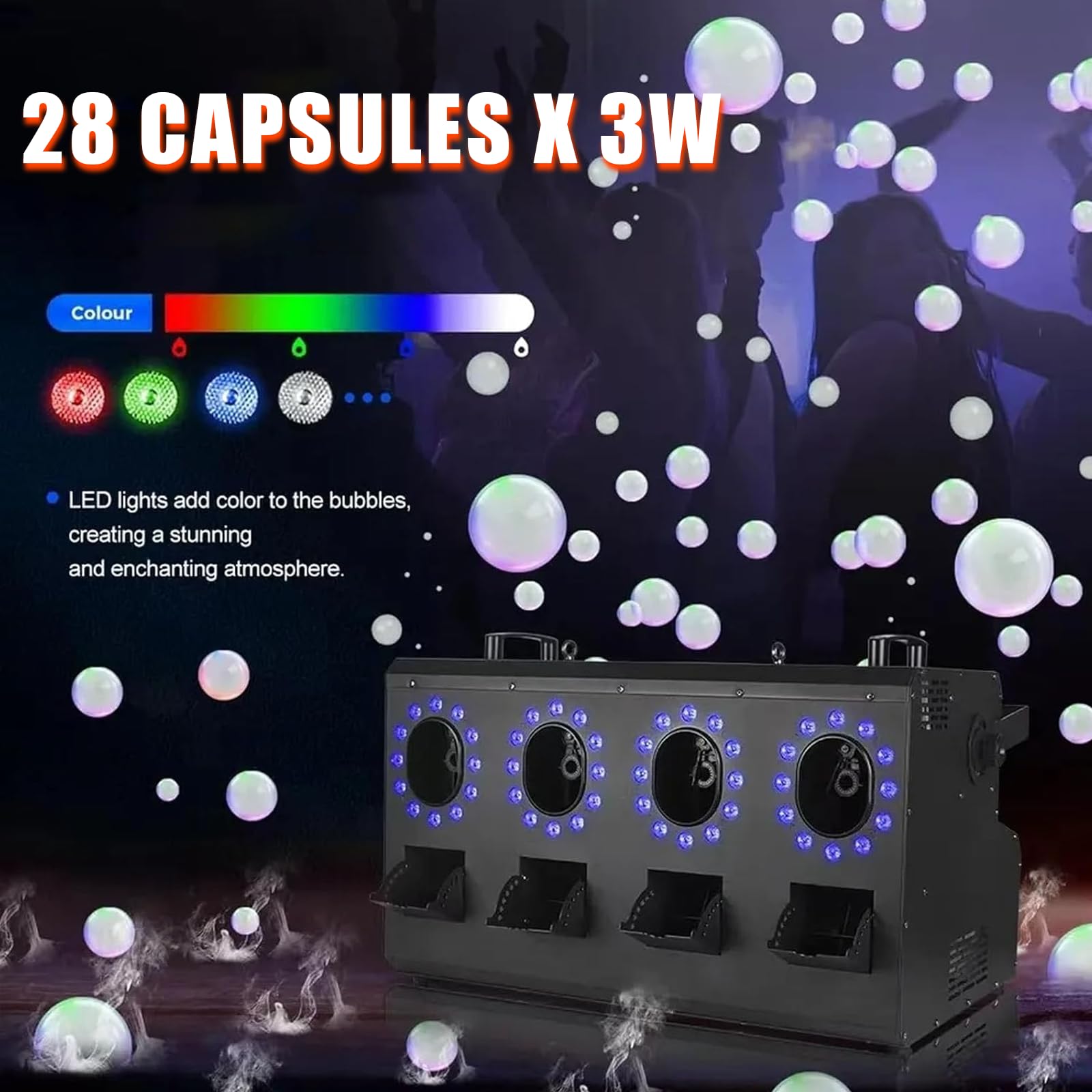 Zewnętrzna Wytwornica Dymu Na Halloween O Mocy 3000 W Z 28 Diodami Led 3 W I Pilotem. Idealna Na Imprezy, Halloween, Boże Narodzenie I Występy Dj-Ów
