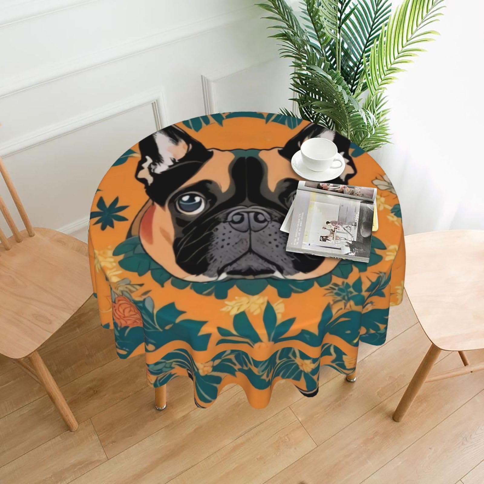 Nappe de table 60 pouces avec motif chien peint pour buffet de fête