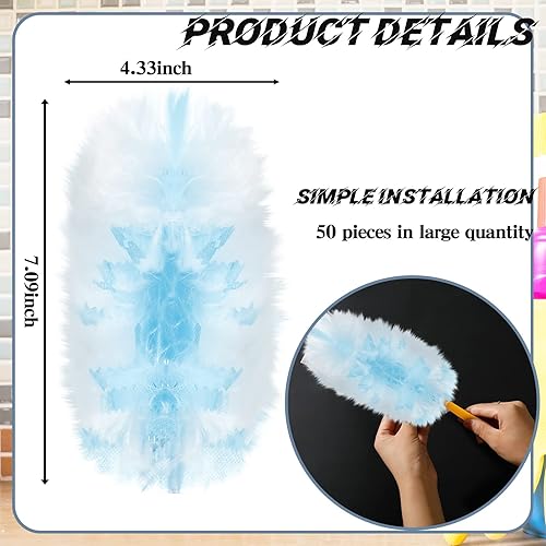 Miniatura 40 de Vesici 100 piezas de repuesto de plumero compatibles con Swiffer Dusters desechables a granel, repuesto grueso con 1 mango resistente para limpieza
