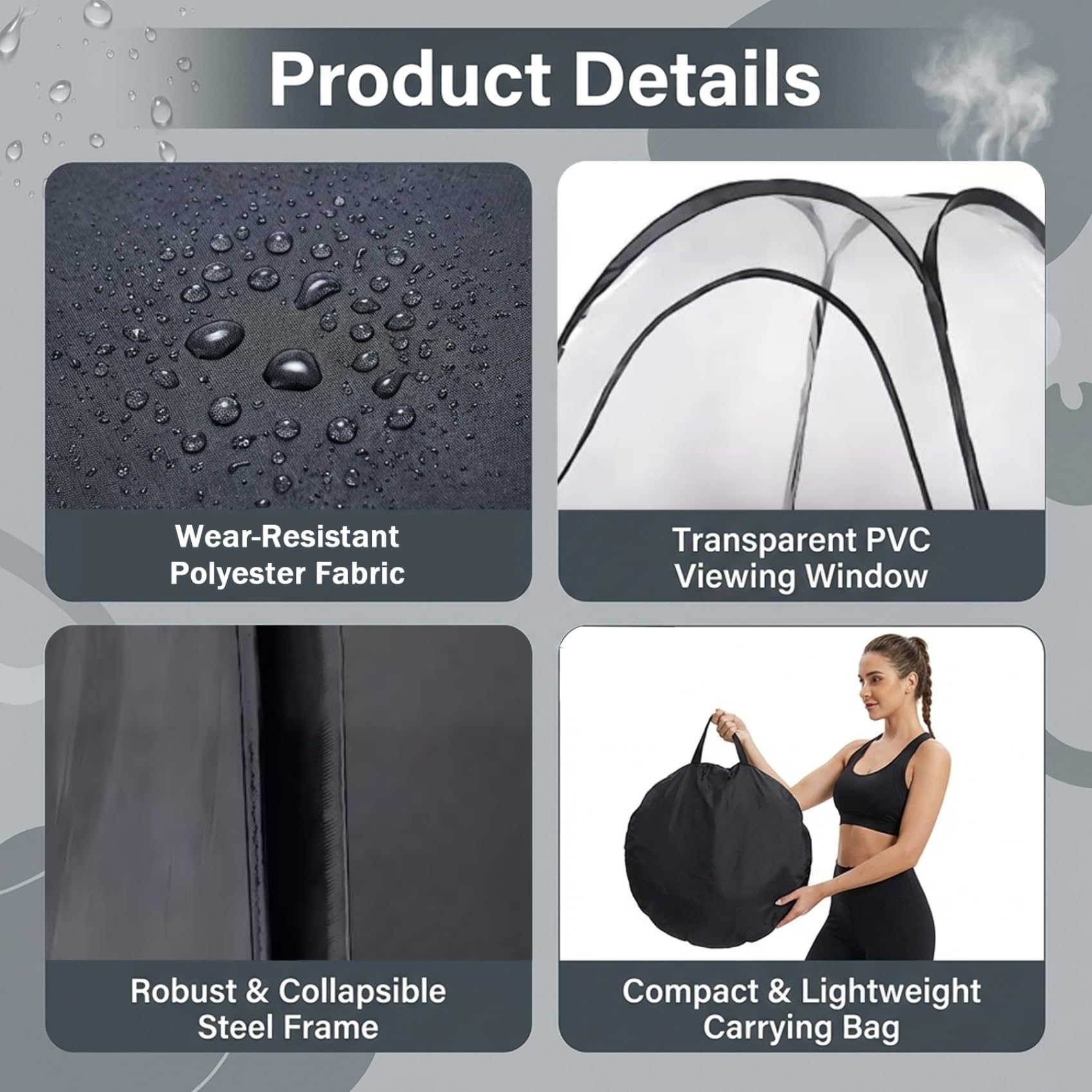 Tienda de Bronceado en Aerosol, Tienda de Bronceado emergente portátil, Cabina de privacidad instantánea con Bolsa de Transporte para Ducha y Cambio al Aire Libre, 47 x 47 x 75 Pulgadas, Cabina de BR