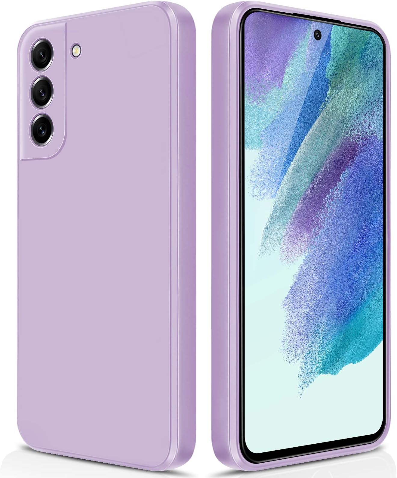 GiiYoon Case Compatible with Samsung Galaxy S21 FE, Silky-Soft Touch Full-Body Protective Phone Silicone Case, Shockproof Cover with Microfiber Lining, Purple