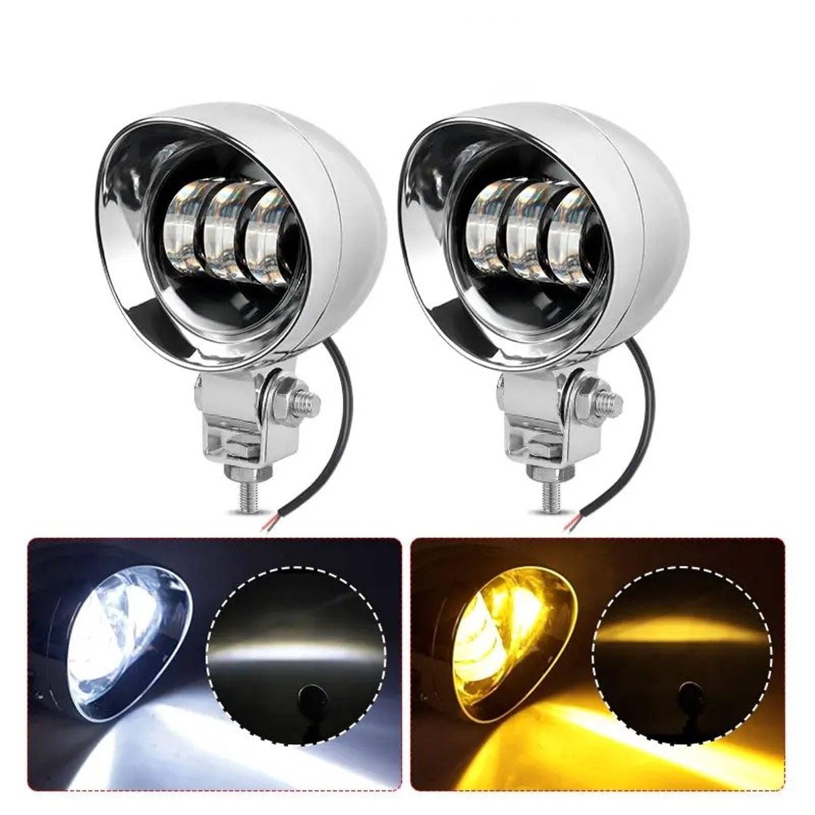 Faro De Motocicleta Foco LED Motocicleta Faros Antiniebla Doble Color Altas Para Coches Camiones SUV UTV 12 V Auxiliar Conducción LED
