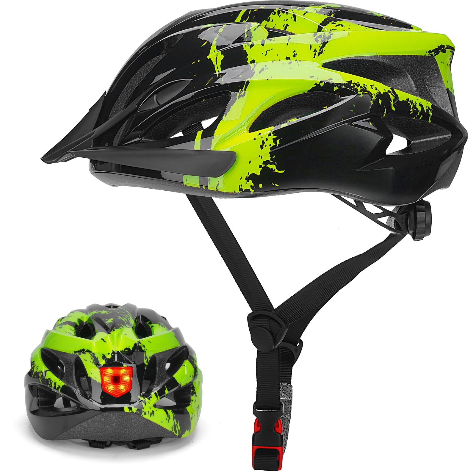 Fahrradhelm Erwachsene mit Licht für Damen und Herren 57-62CM, Radhelm, Cityhelm Urban Fahrradhelm für Herren Damen mit Abnehmbarer Magnetische Schutzbrille Visier