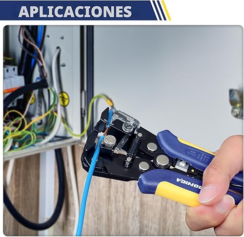 Miniatura 7 de haisstronica Pelacables autoajustable, pelacables 3 en 1, cortador/prensado, pelacables eléctricos automáticos de alta resistencia para 10-24 AWG