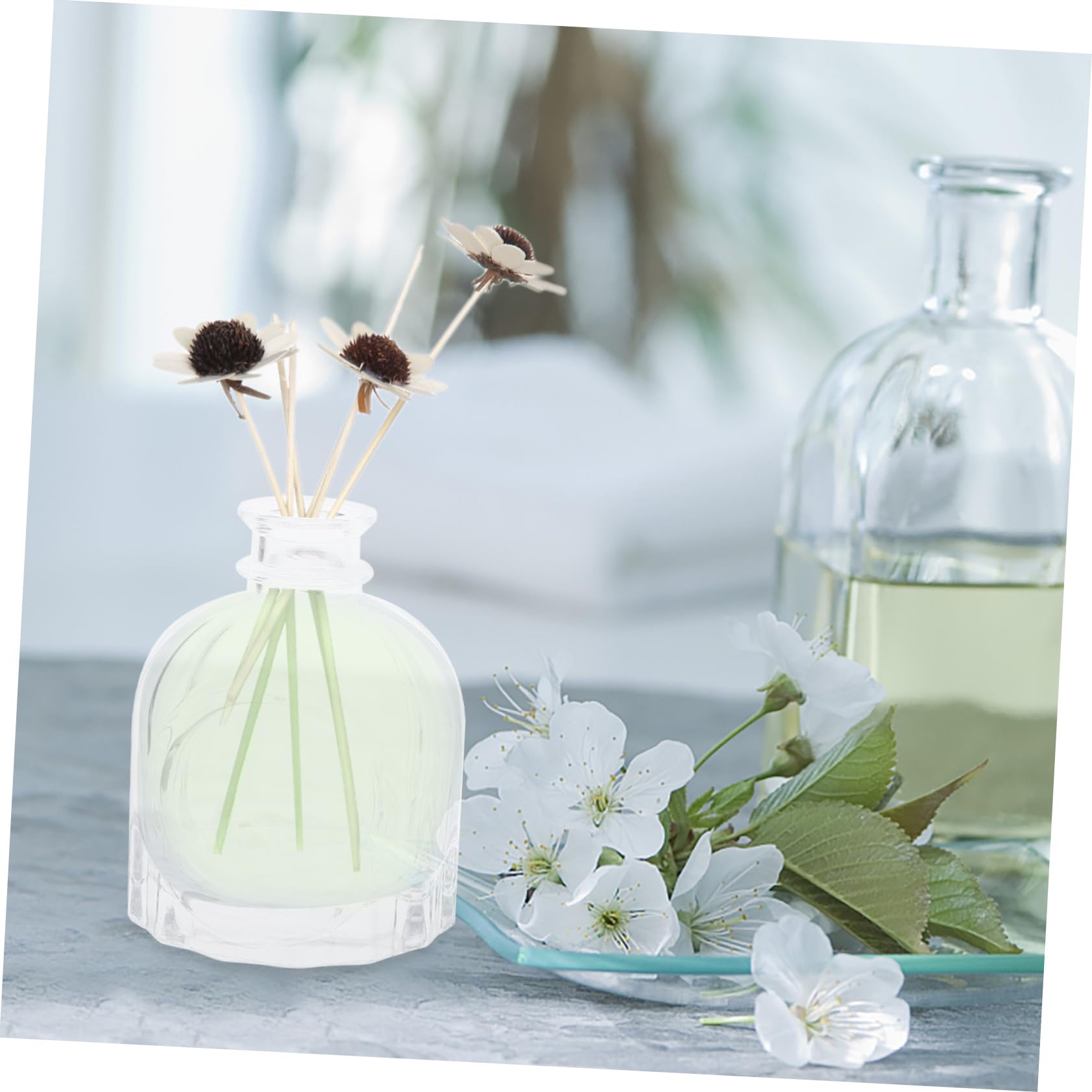 4 Stück 100ml Glas Diffusorflaschen für Öl und Blumen, Durchsichtig | Dekorative Behälter für Geburtstag und Party, zum Befüllen Geeignet, Klar, als Präsentation