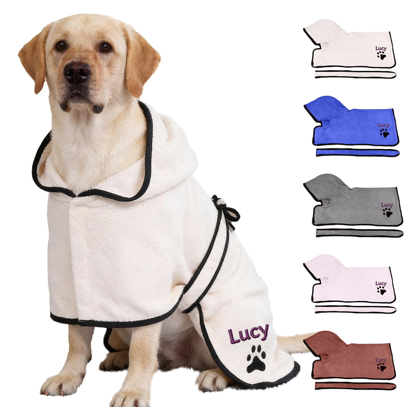 Personalizzazione Accappatoio Cane, Nomi Di Animali Domestici Ricamabili, Accappatoio Per Cani Adatto A Tutti I Cani E Gatti, Animale Domestico (Rosa)