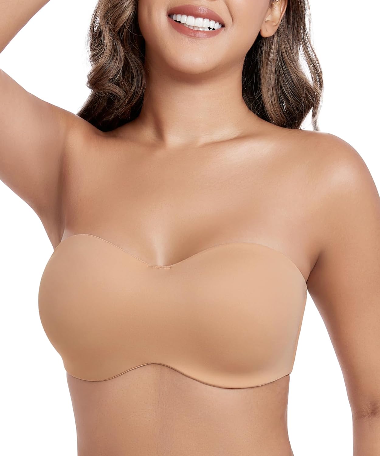 HACI Women's Unlined Strapless Bra for Plus Size Minimizer Seamless Underwire Large Bust Bandeau - Image 4