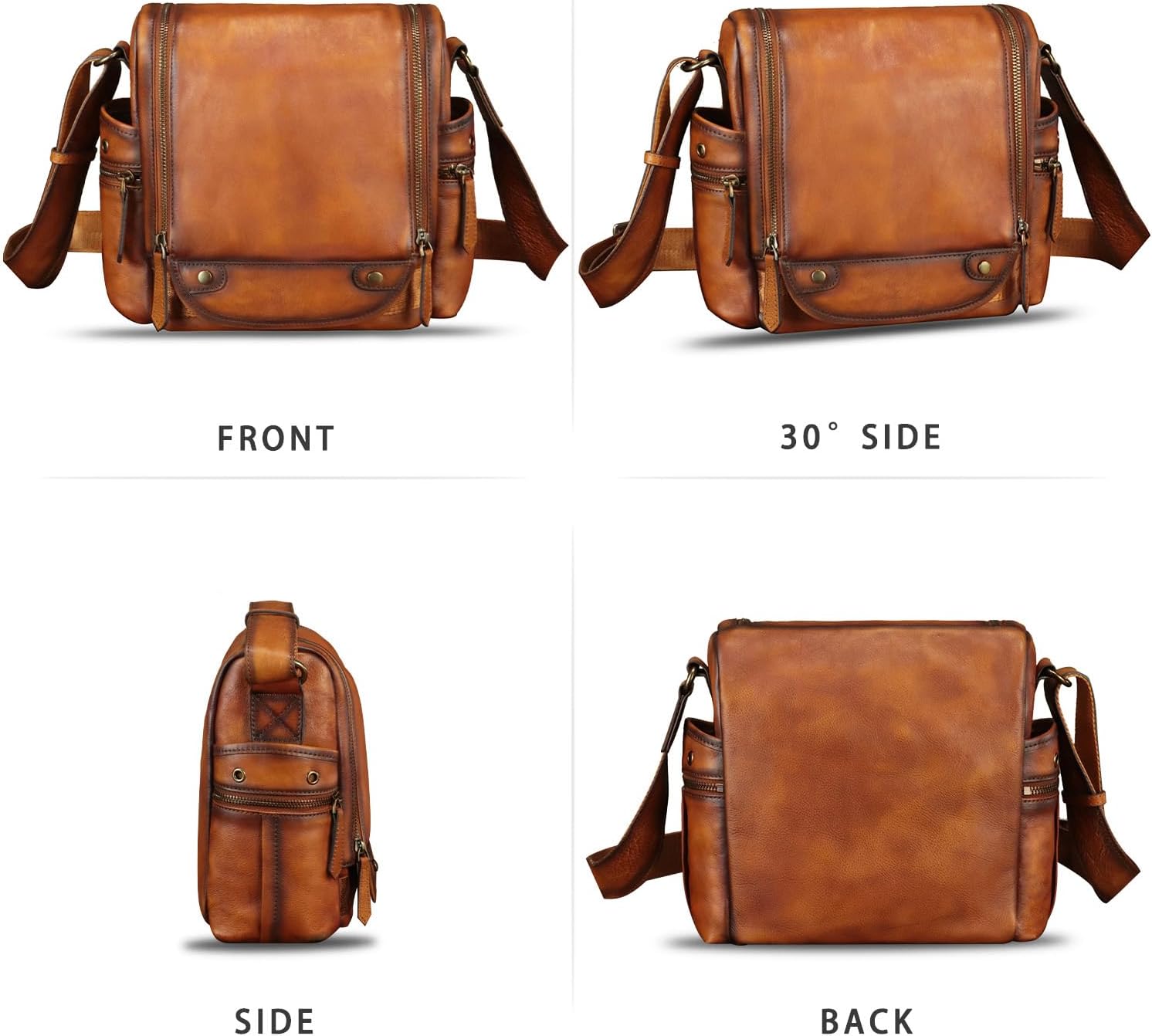 Genuine Leather Messenger Bag for Men Crossbody Shoulder Bag Vintage Desinger Satchel Purse Casual Sling Daypack