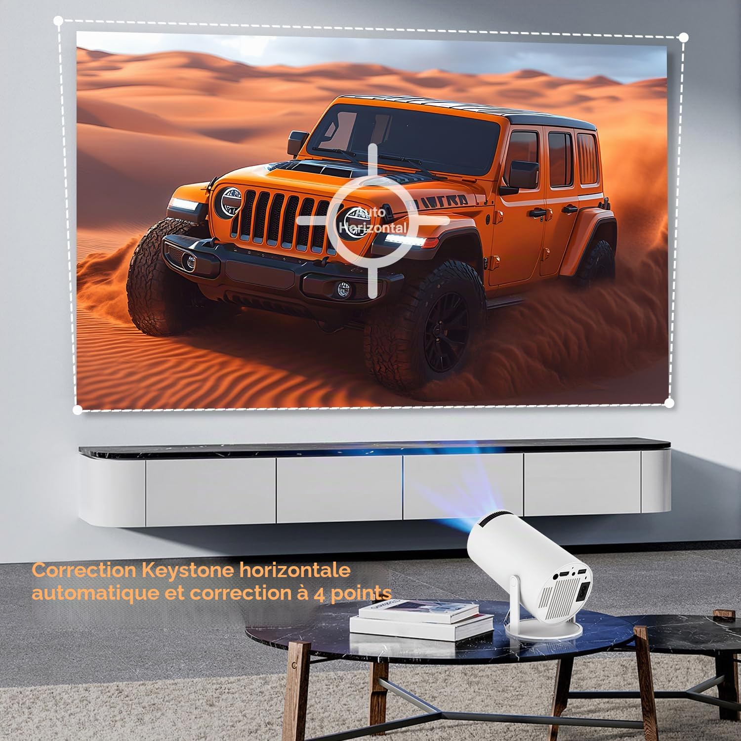 Mini projecteur HY300 Pro, projecteur portable avec double bande WIFI6 5G sans fil 5.4 Bluetooth, projecteur intelligent prend en charge 4K 1080p, correction automatique de la distorsion trapézoïdale