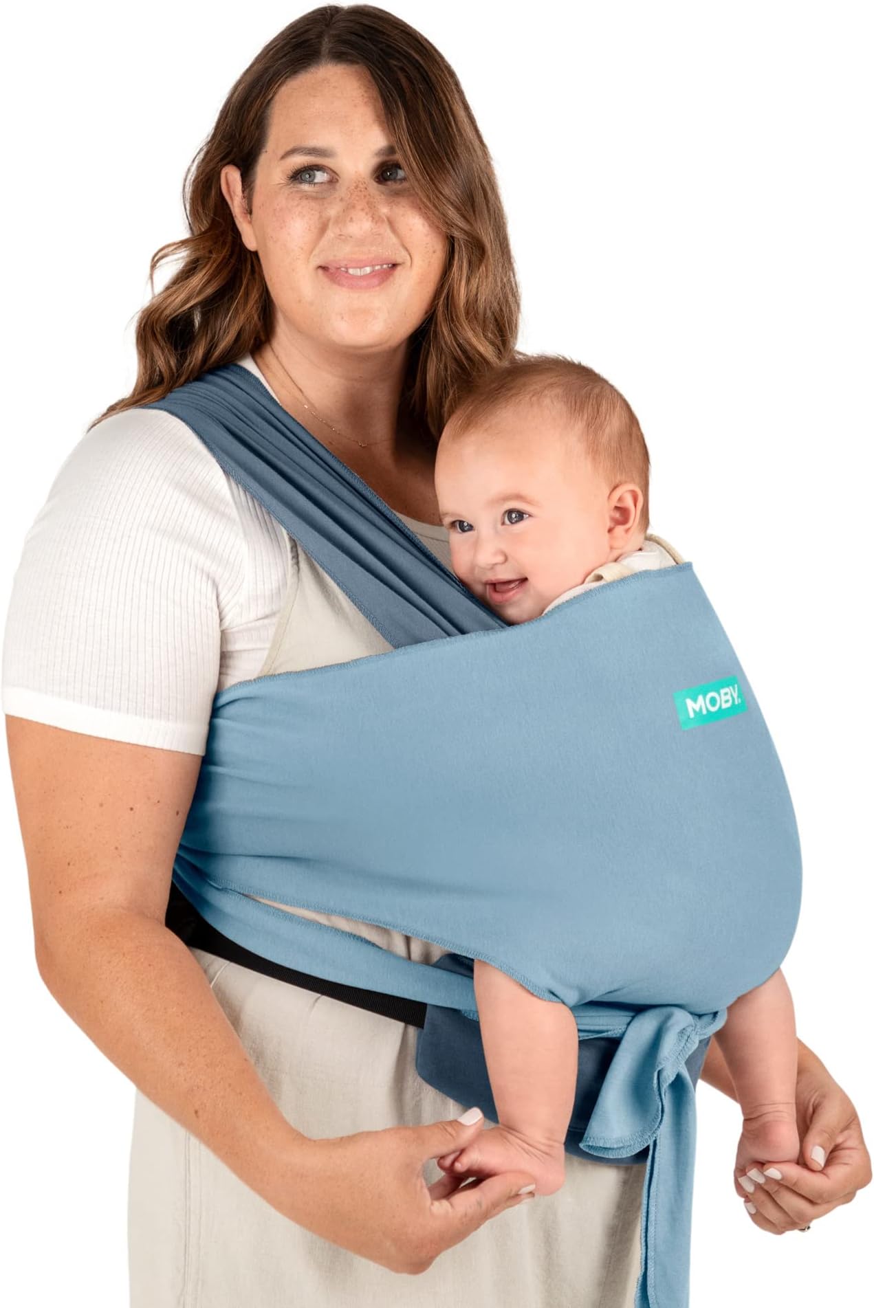 Baby Wrap Carrier Easy-Wrap for Newborns to Toddlers (8-33lbs), Infant Sling Carrier, Lightweight & Hands Free Design for Mom and Dad, Adjustable for All Body Types (Sea Spray Blue)
