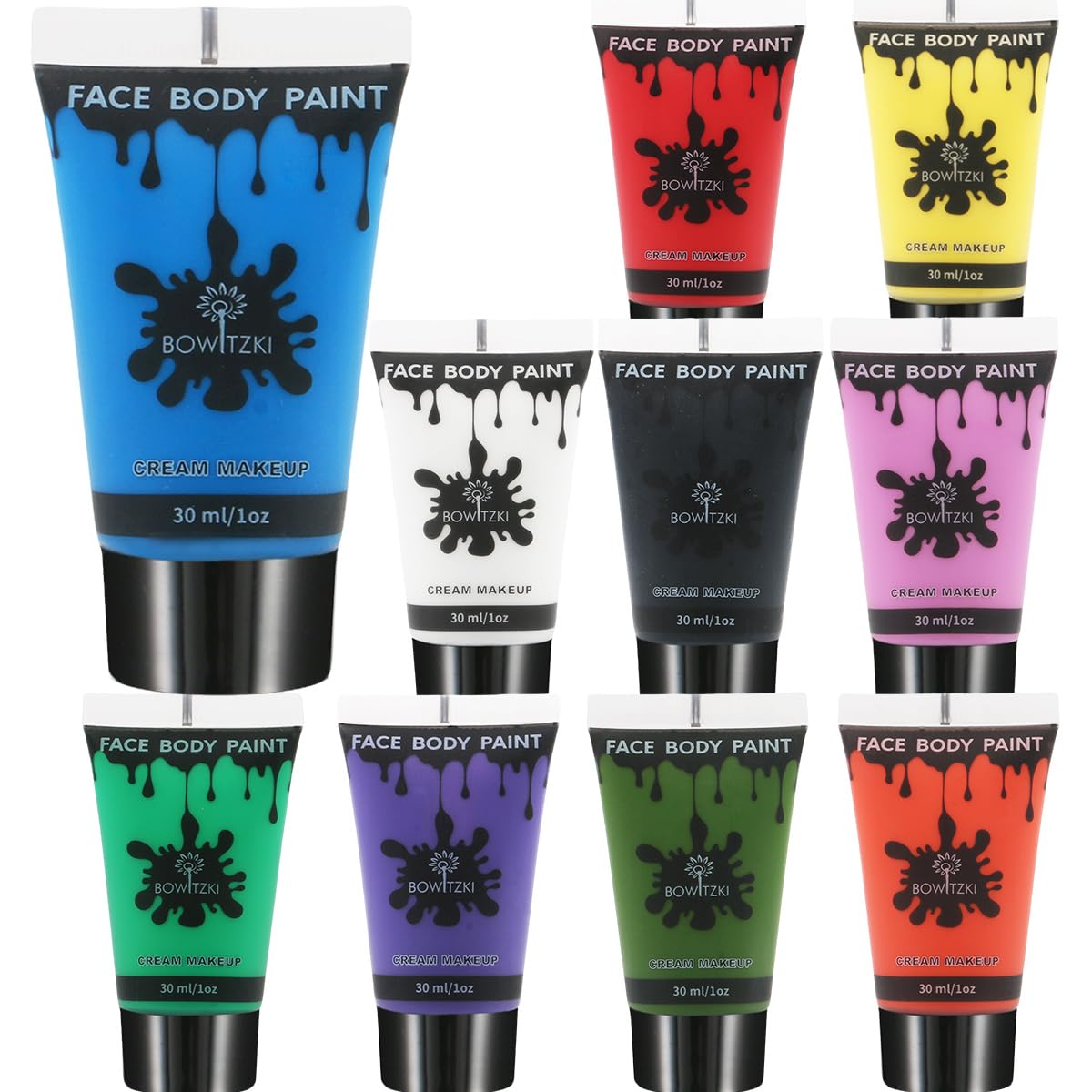 Bowitzki 10 Colors 30ml Face Body Paint Set Cream Makeup Water Based