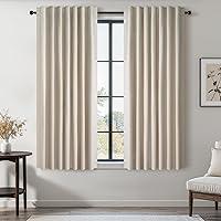 Vista 50 de Topfinel Cortinas Opacas y Cortinajes Marfil Crema de 84 Pulgadas de Largo, Beige con Pliegues Pinzados Completamente Opacas de Lino Natural