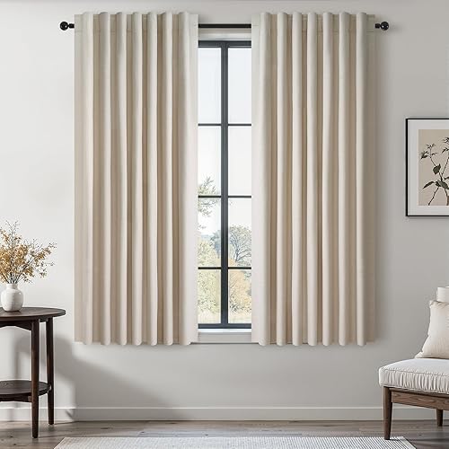 Vista 50 de Topfinel Cortinas Opacas y Cortinajes Marfil Crema de 84 Pulgadas de Largo, Beige con Pliegues Pinzados Completamente Opacas de Lino Natural