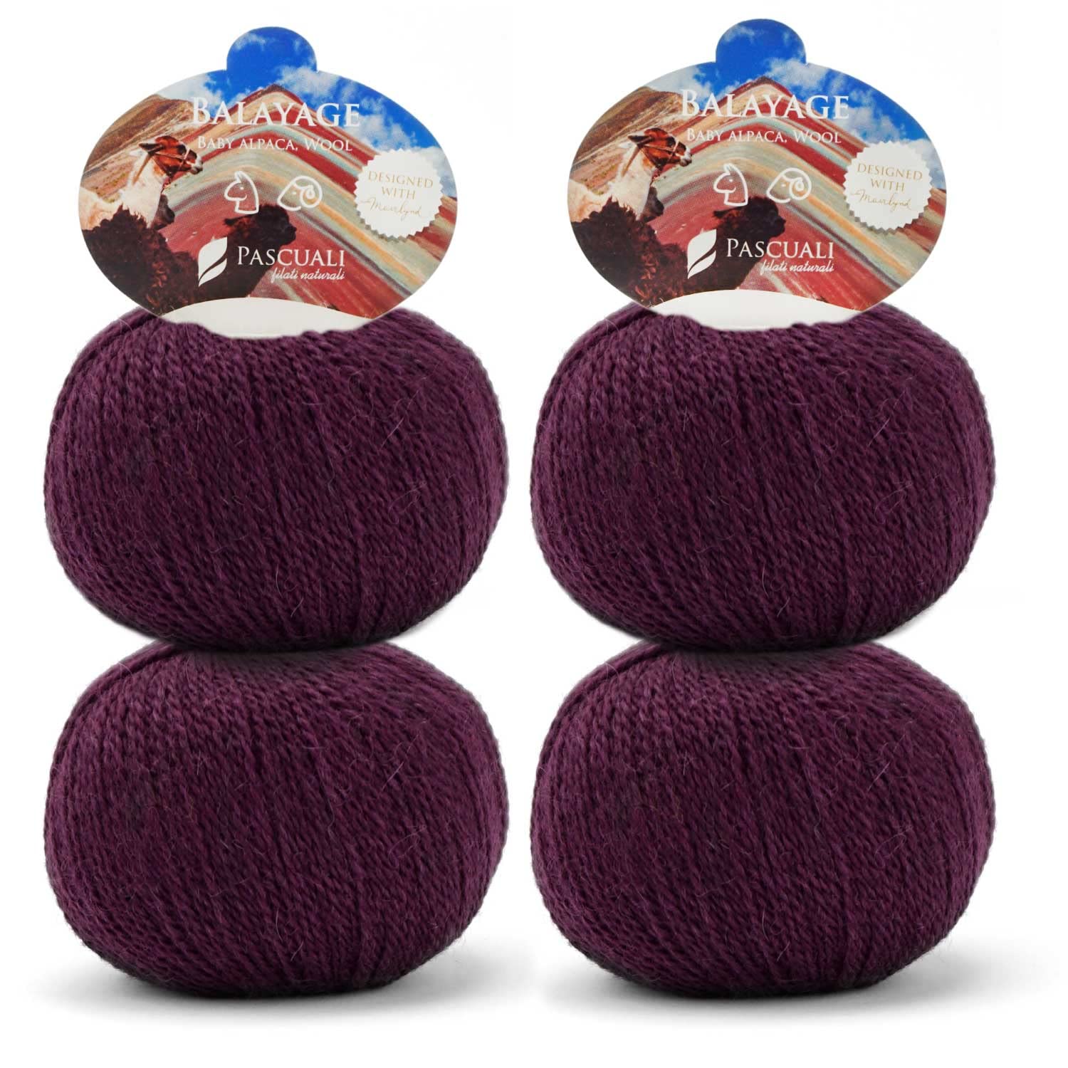 PASCUALI | Balayage | Strickwolle aus 80% Alpakawolle (Babyalpaka) und 20% Schurwolle Alpaka Wolle Alpaca Baby zum Stricken und Häkeln, SET: 4 Stränge - 200g - Farbe: Lima 605