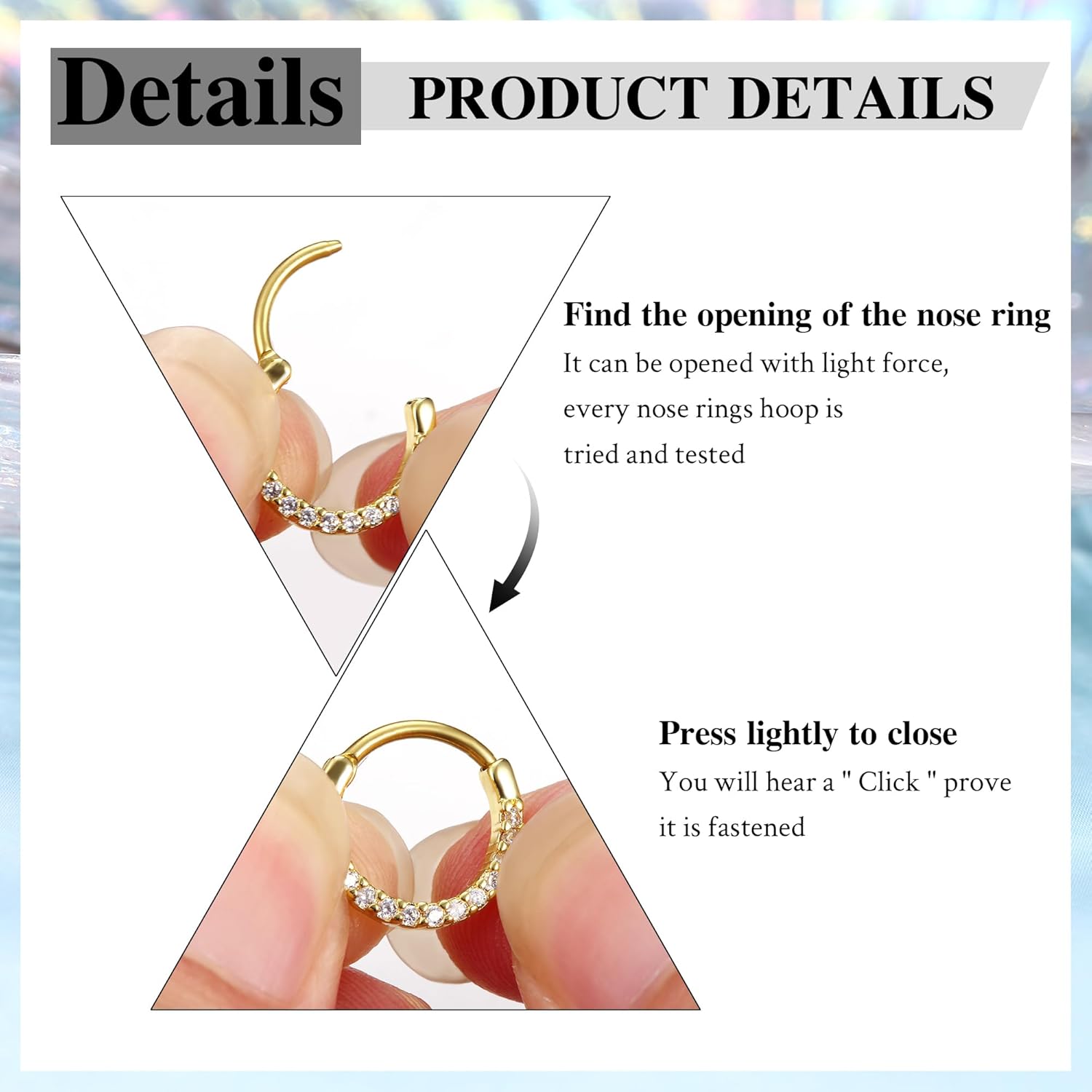 LOYALLOOK 16Pcs 16G Septum Rings Hoop for Women Men Surgical Steel Dangle Septum Jewelry Septum Clicker Horseshoe Nose Rings Hoop Hinged Segment Daith Helix Tragus Cartilage Earrings Piercing - Image 3