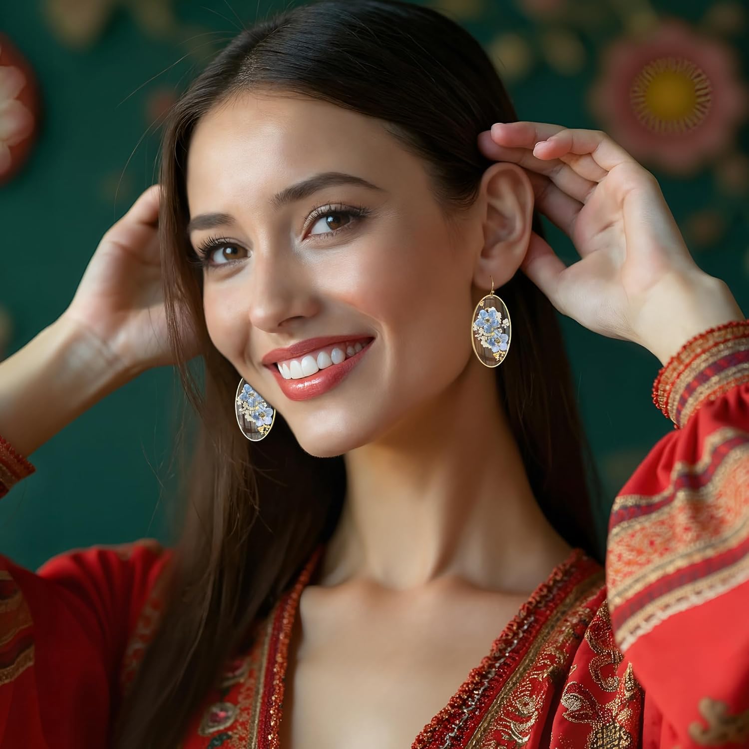 Pressed Wildflower Earrings Pressed Flowers Earring Drop Dangle Earring Dry Flower Real Flower Earrings - Image 6